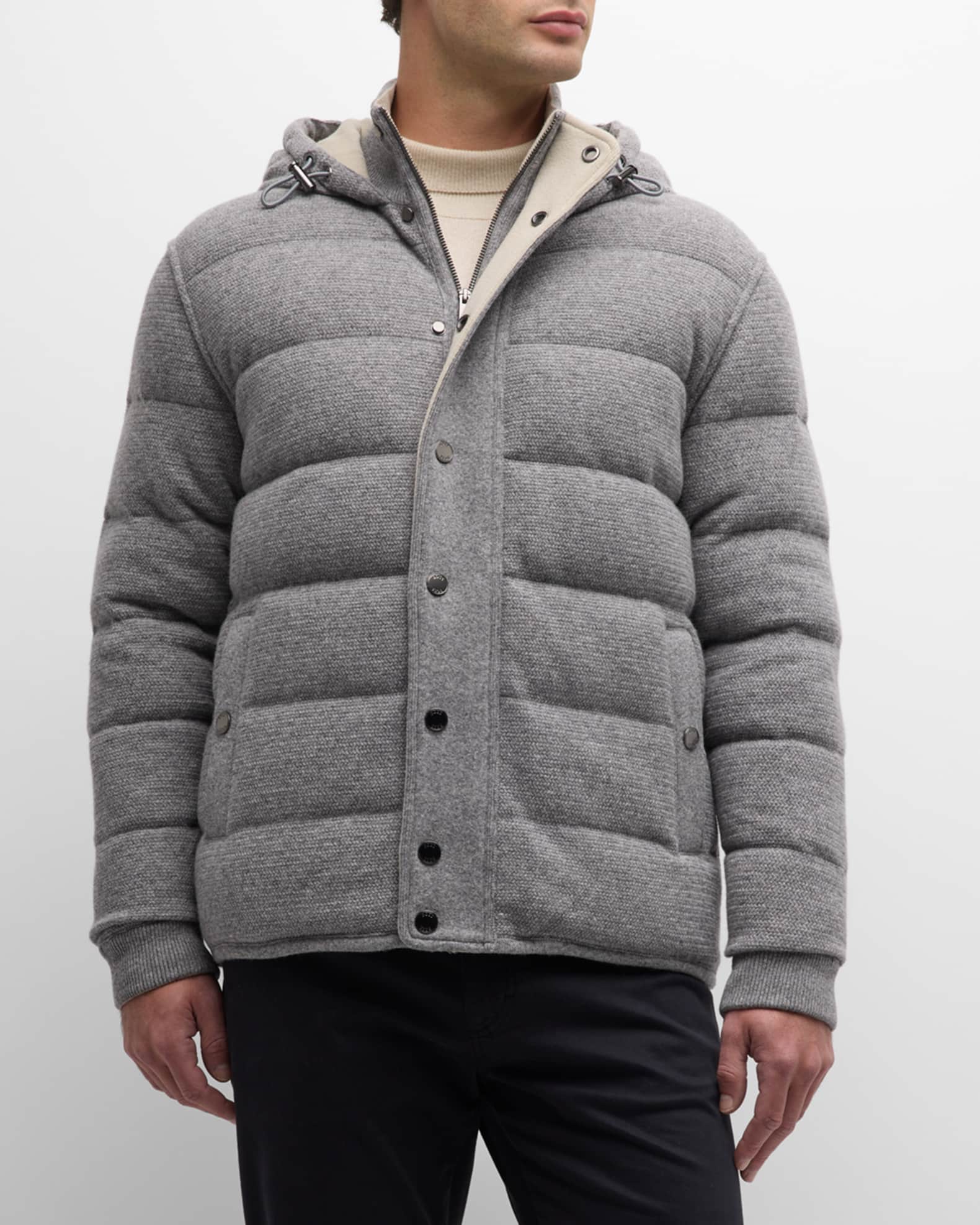 Louis Vuitton Men's Navy & Brown Wool Polyester Padded Jacket