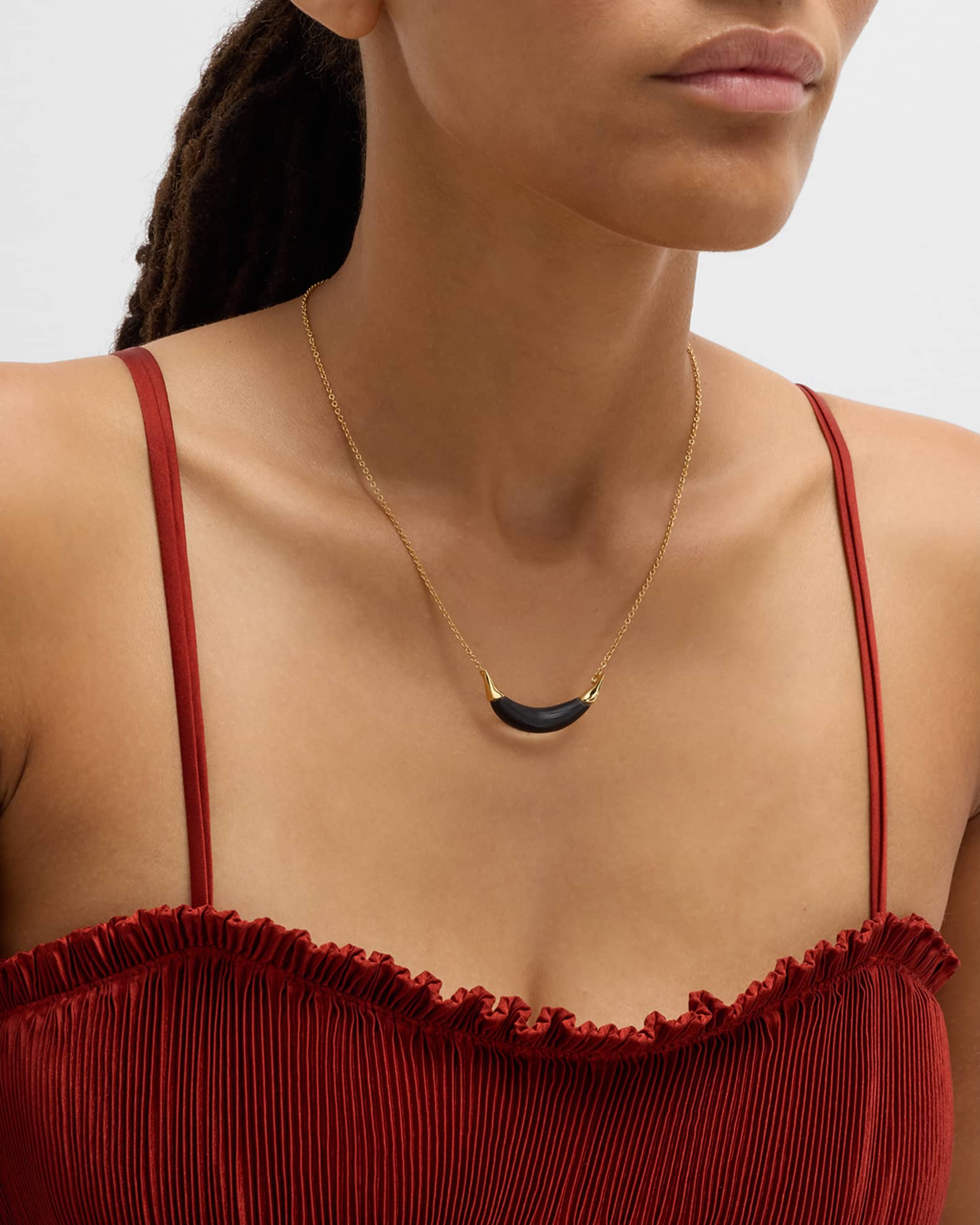Alexis Bittar Gold Capped Crescent Lucite Necklace Neiman Marcus