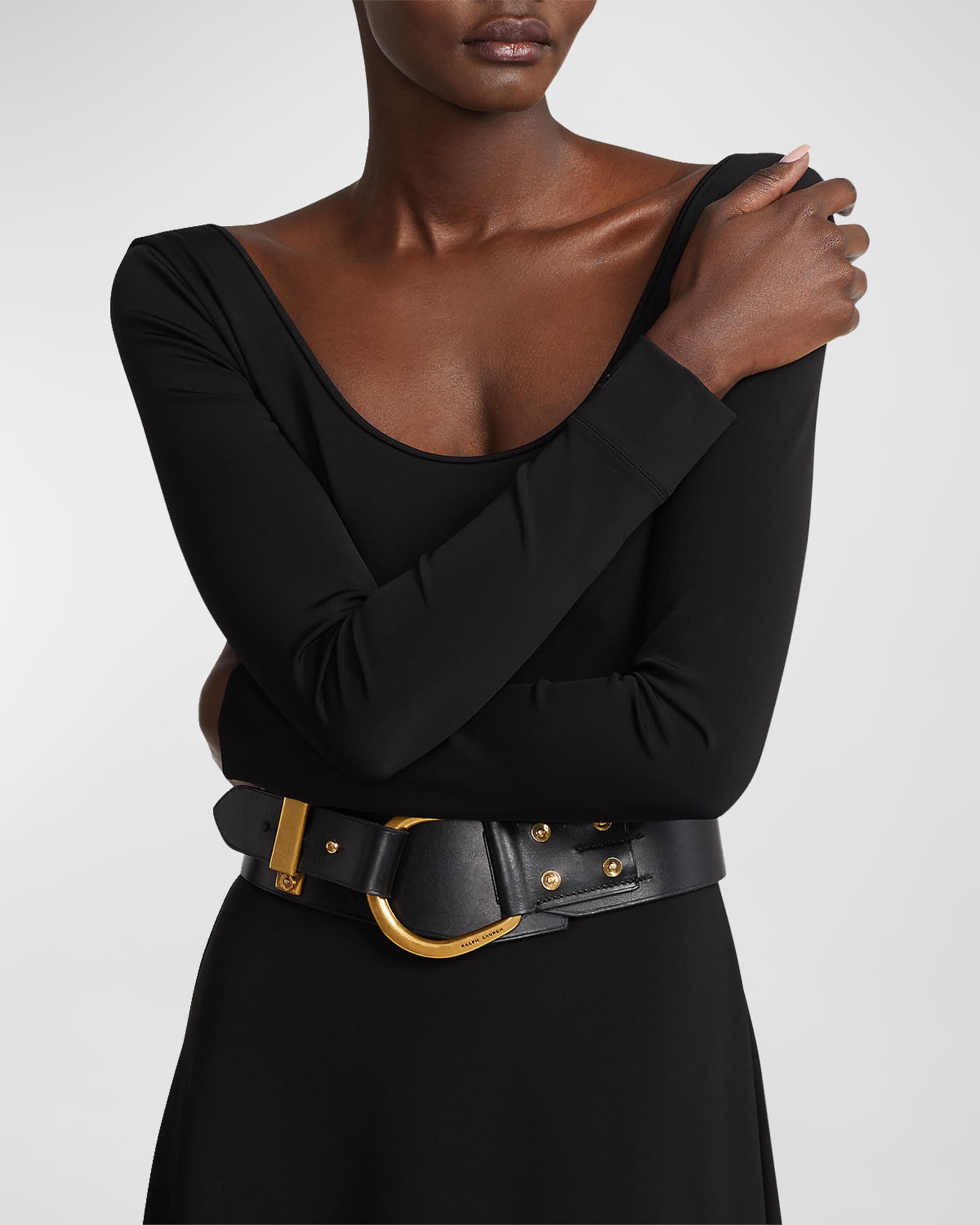 Scoop-Neck Belted Collection | Neiman Marcus