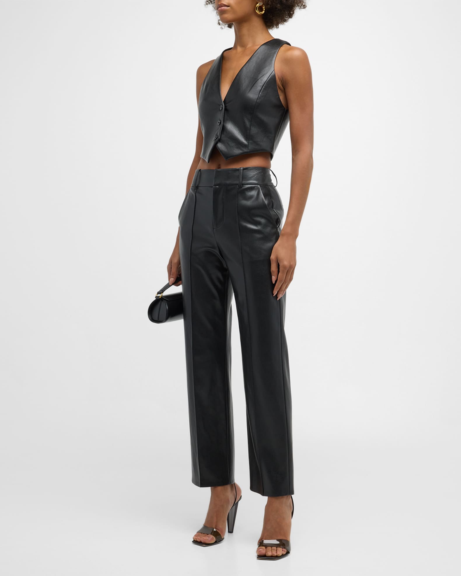 Alice & Olivia ROZLYNN VEGAN LEATHER BELTED VEST