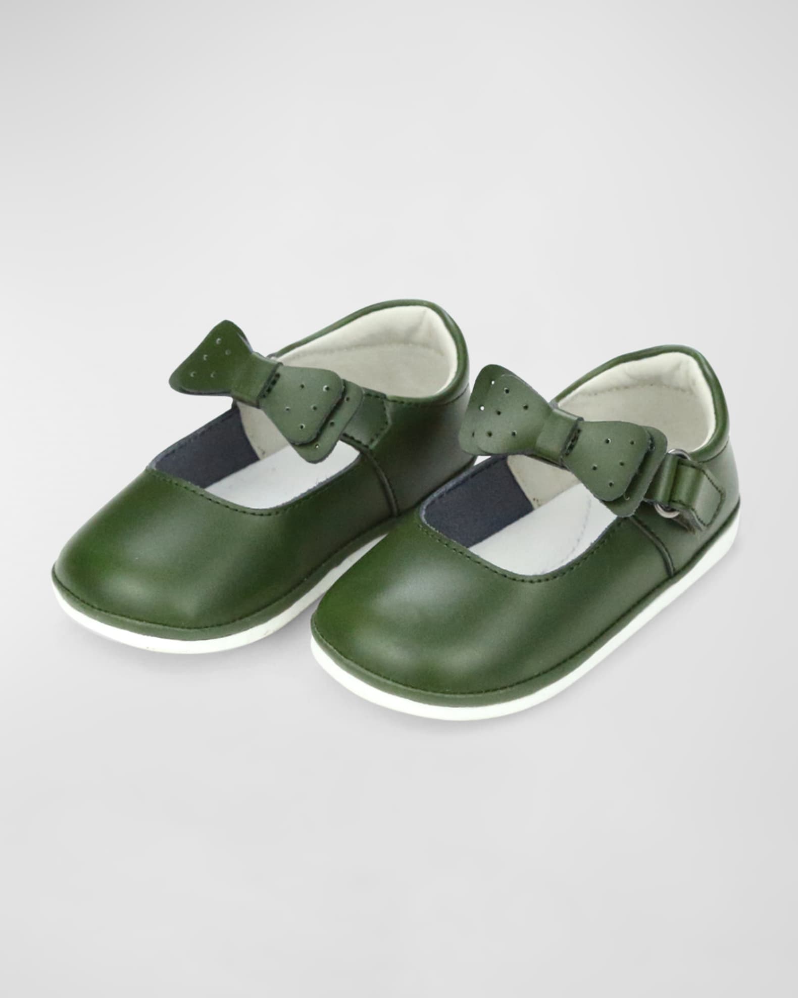 Girl's Ava Bow-Strap Mary Jane Flats, Baby 0