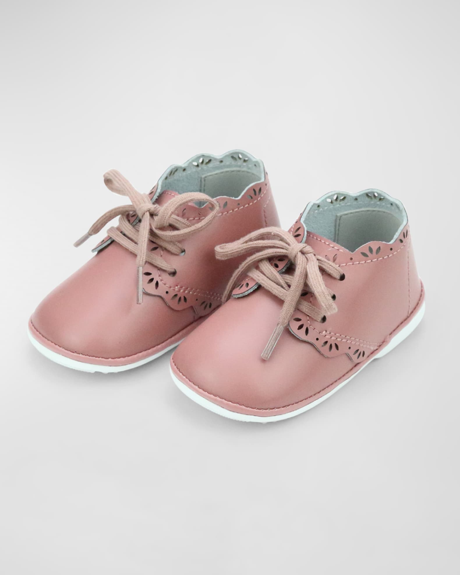 Girl's Bella Leather Scalloped Booties, Baby 0
