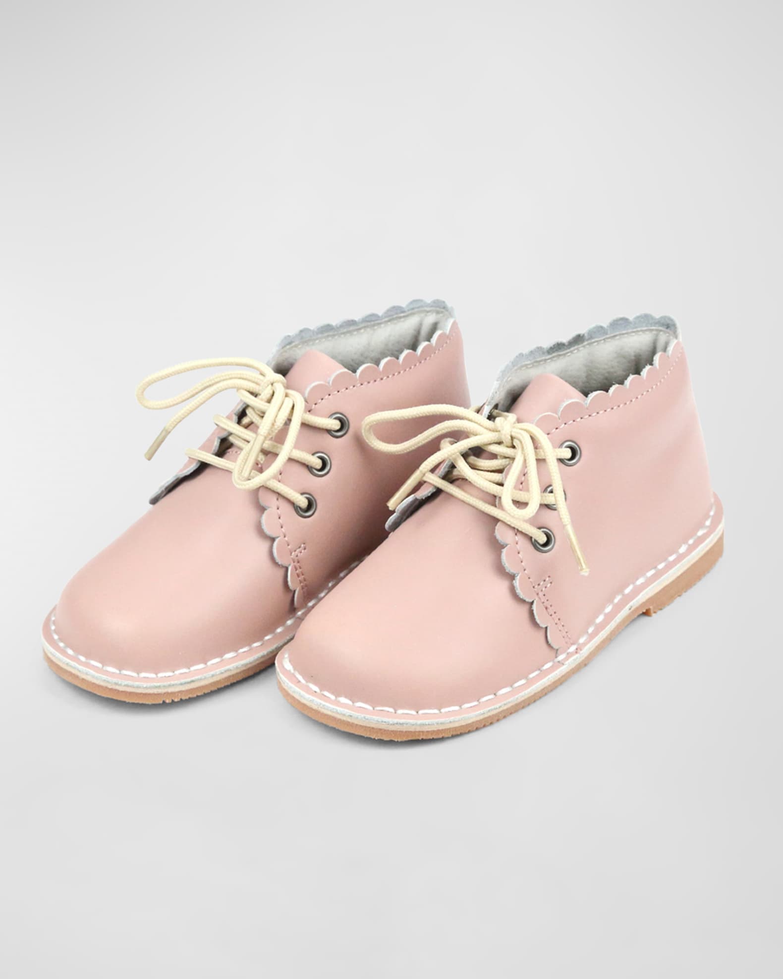 L Amour Shoes Girl s Georgie Scalloped Leather Lace Up Boots Baby