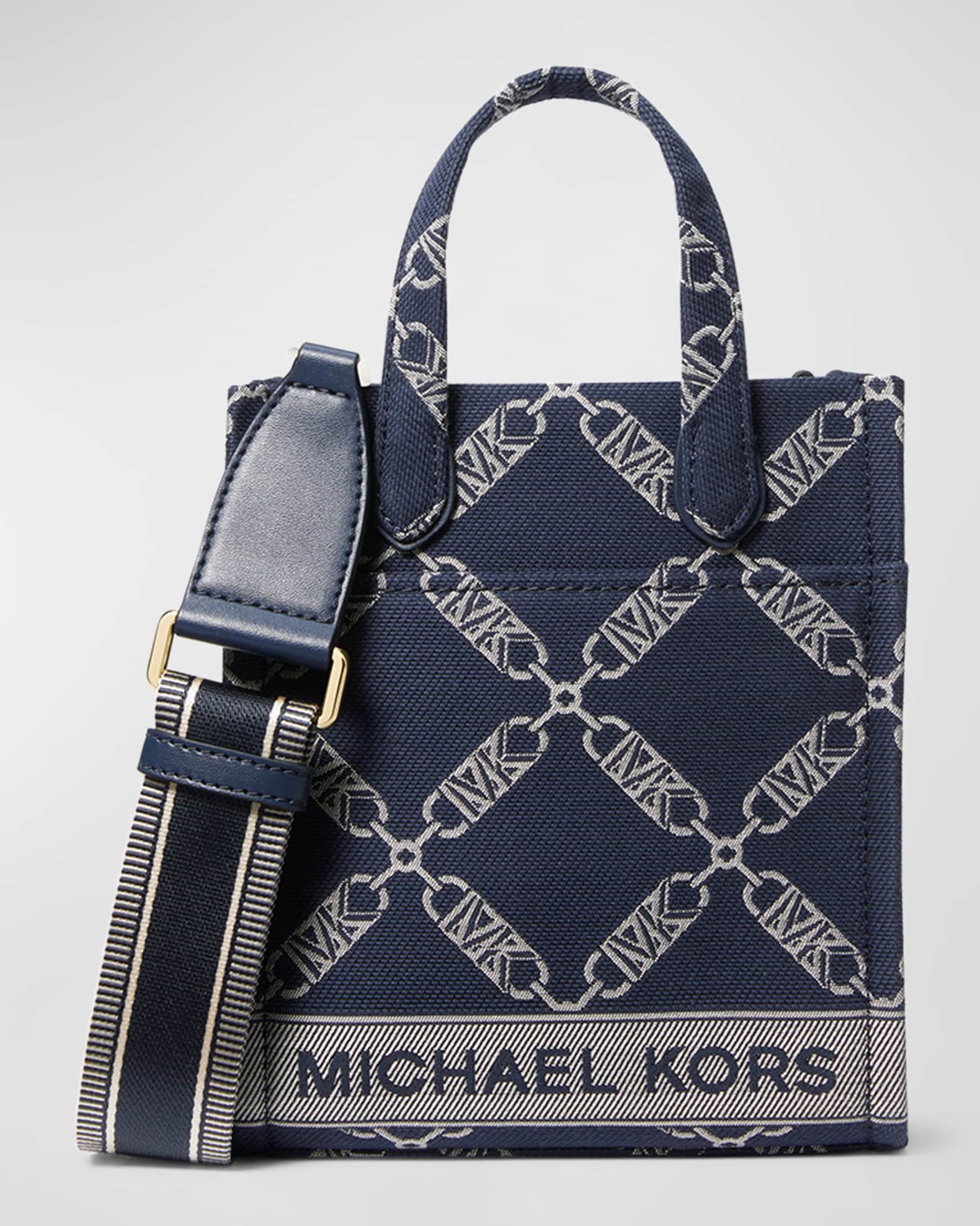 MICHAEL Michael Kors East-west Metallic Monogram Tote Bag in Gray