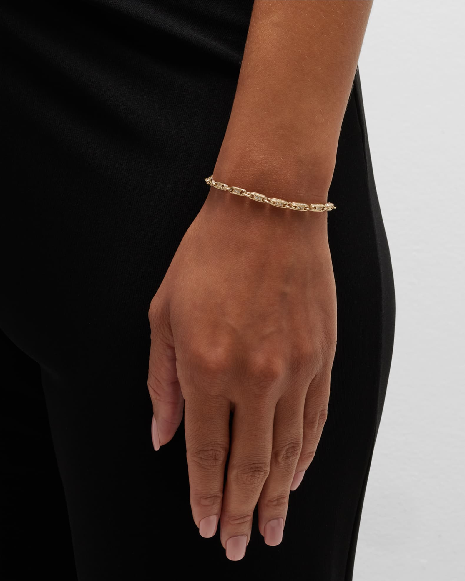 14K Rectangle Diamond Pave Chain Bracelet 1