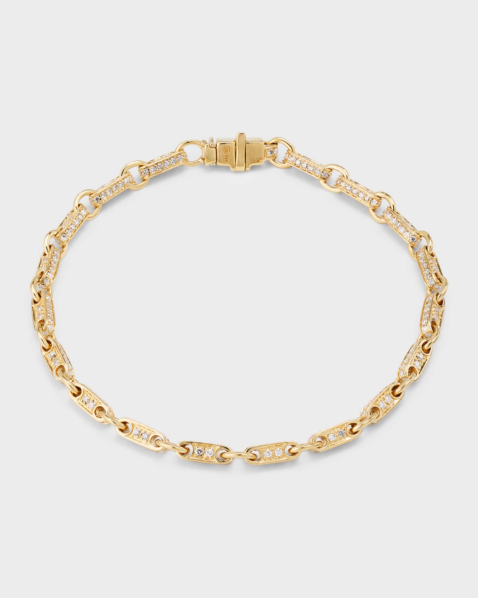 14K Rectangle Diamond Pave Chain Bracelet 0