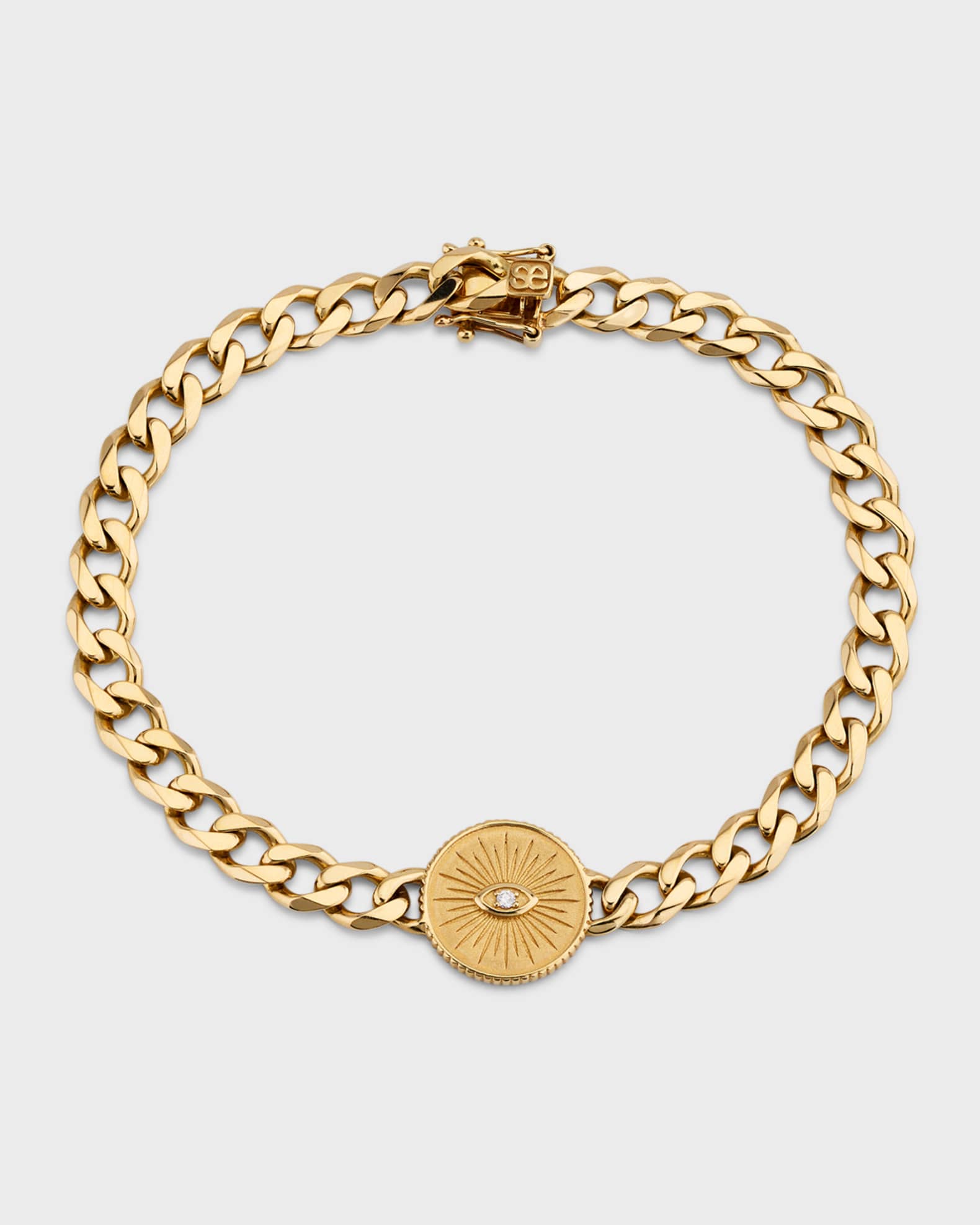 Men's 18K Marquise Eye Diamond Coin Chain Bracelet 0