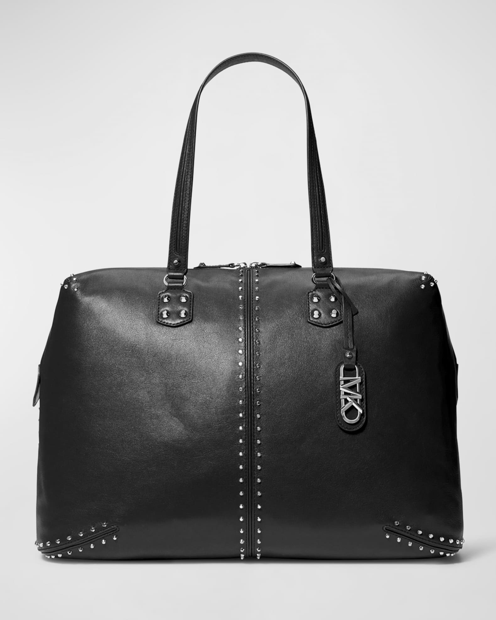 Michael Kors Astor Extra-Large Studded Leather Weekender Bag - Black