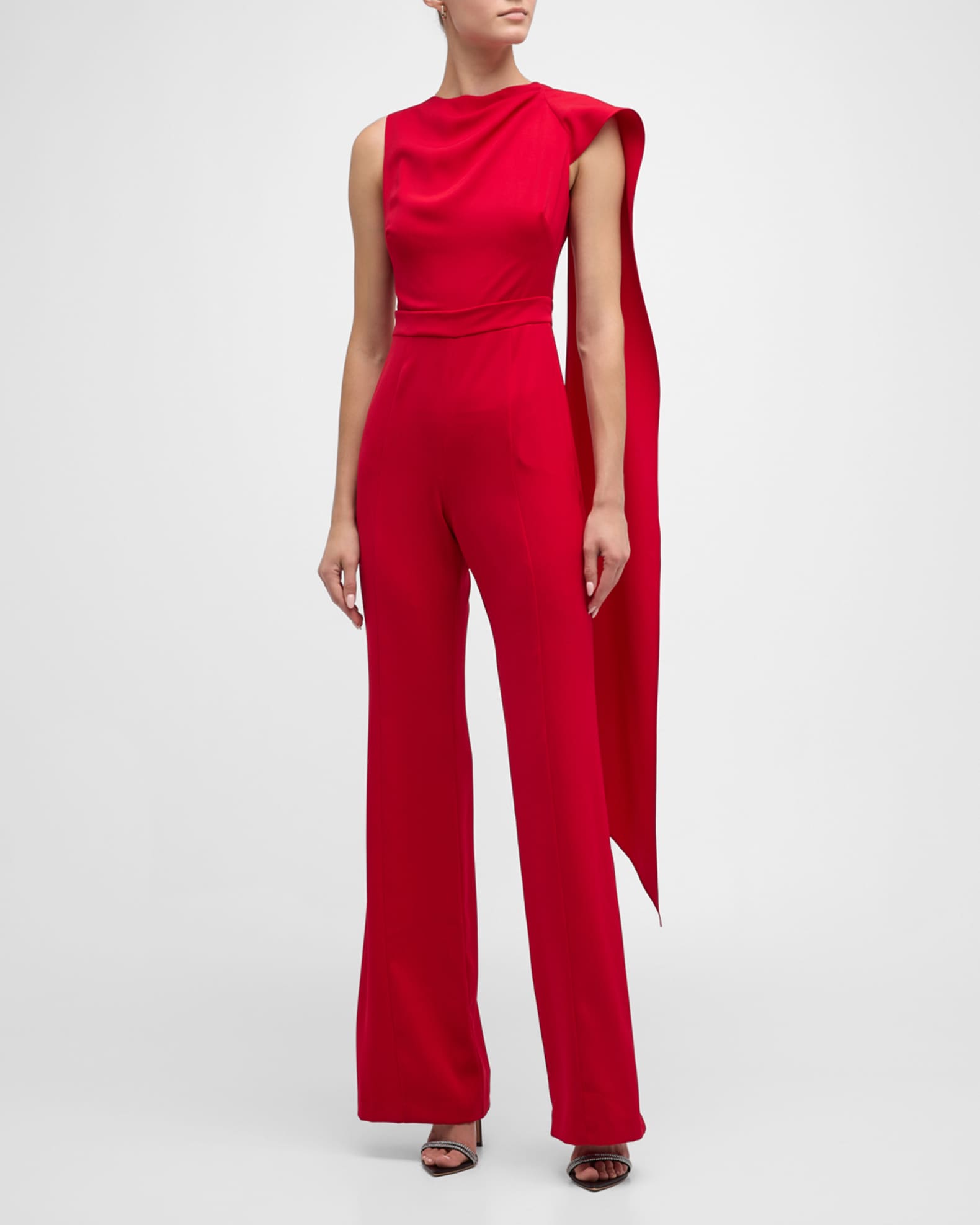 Black Halo Enola Sleeveless Draped Jumpsuit Neiman Marcus