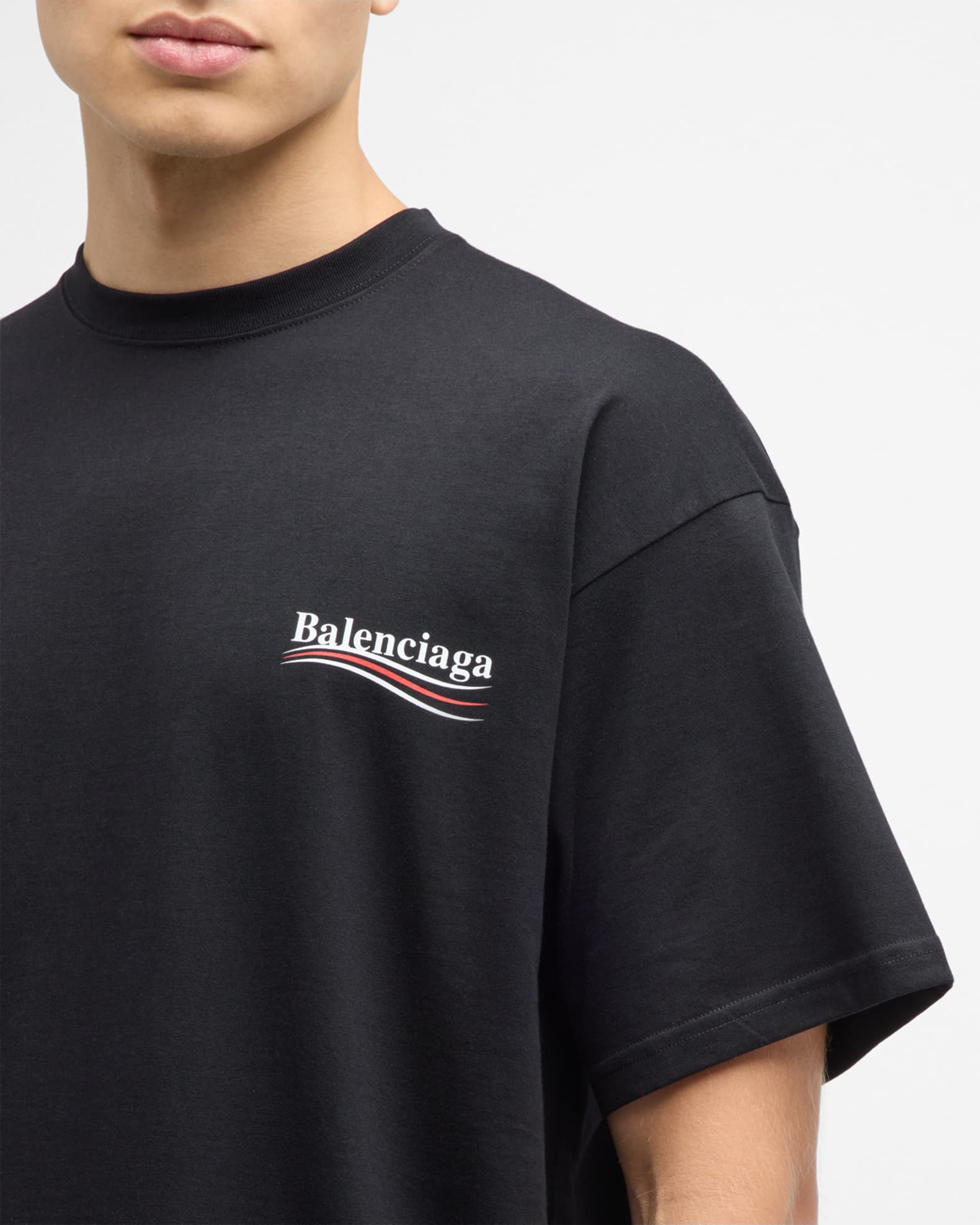 お歳暮ならオンライン T-Shirt Logo Campaign Political Men's Balenciaga | Marcus Neiman トップス