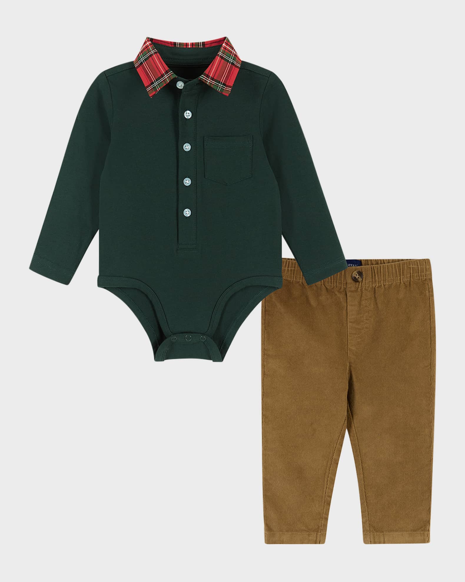 Andy & Evan Boy's Hunter Holiday Polo Bodysuit & Pants Set, Size ...