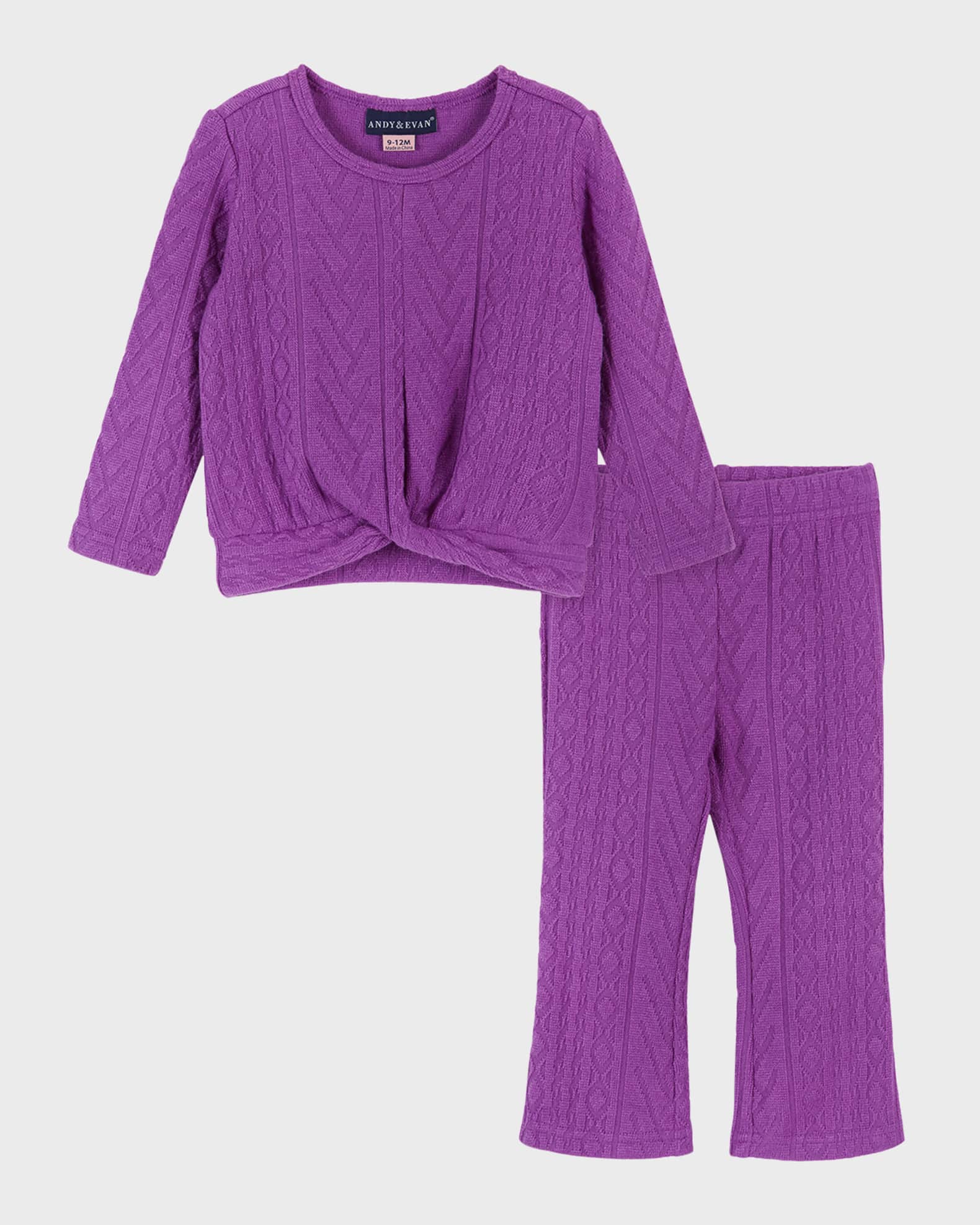 Andy & Evan Girl's Cable Knit Sweatshirt & Flare Leggings Set, Size 2T-6X