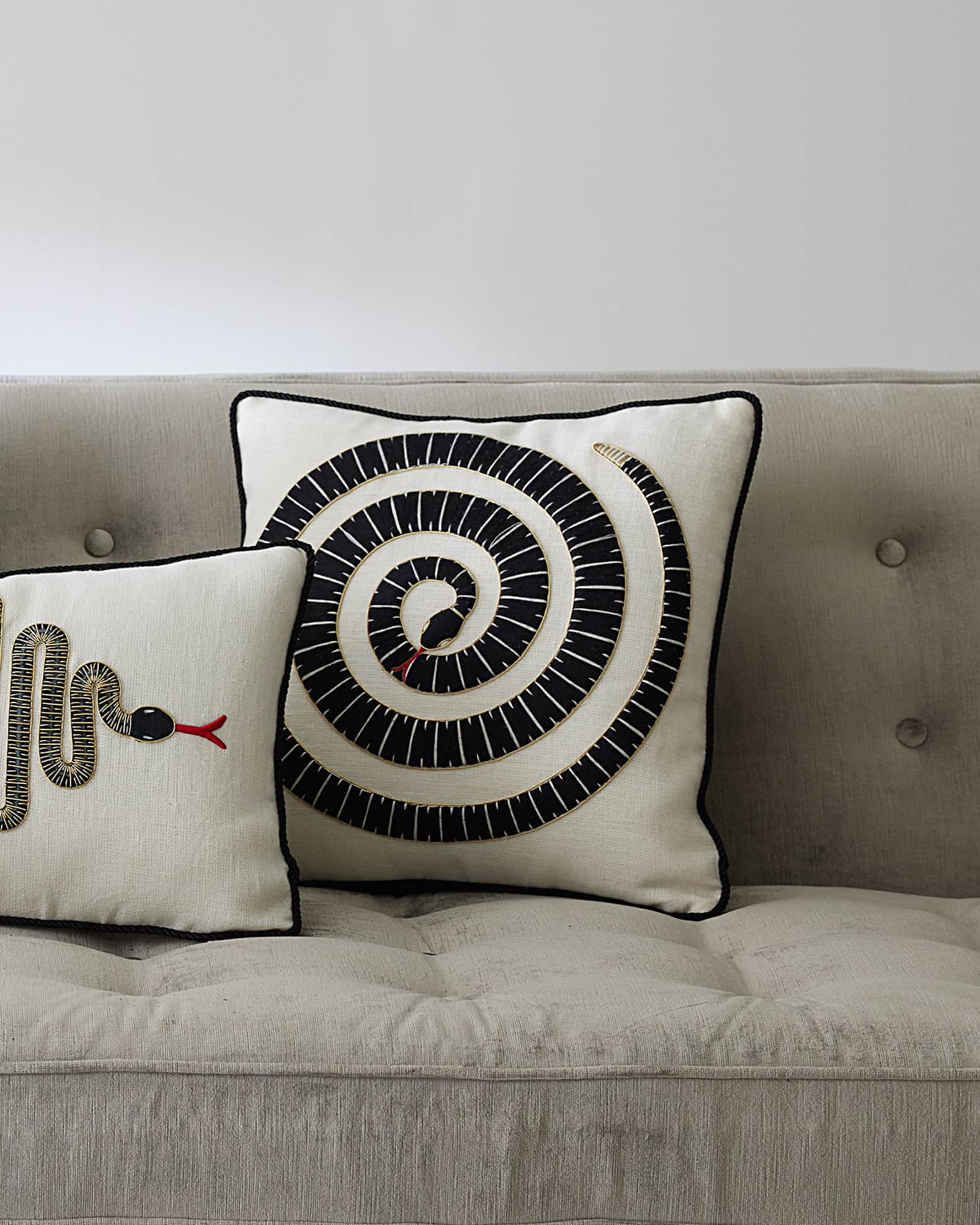 Jonathan Adler Eden Coiled Snake Pillow, 16" Square Neiman Marcus