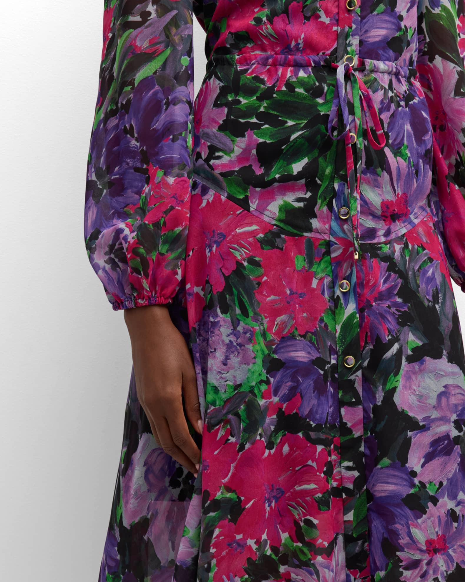 Milly Plus Size Amariya Floral Top with Tie Detail