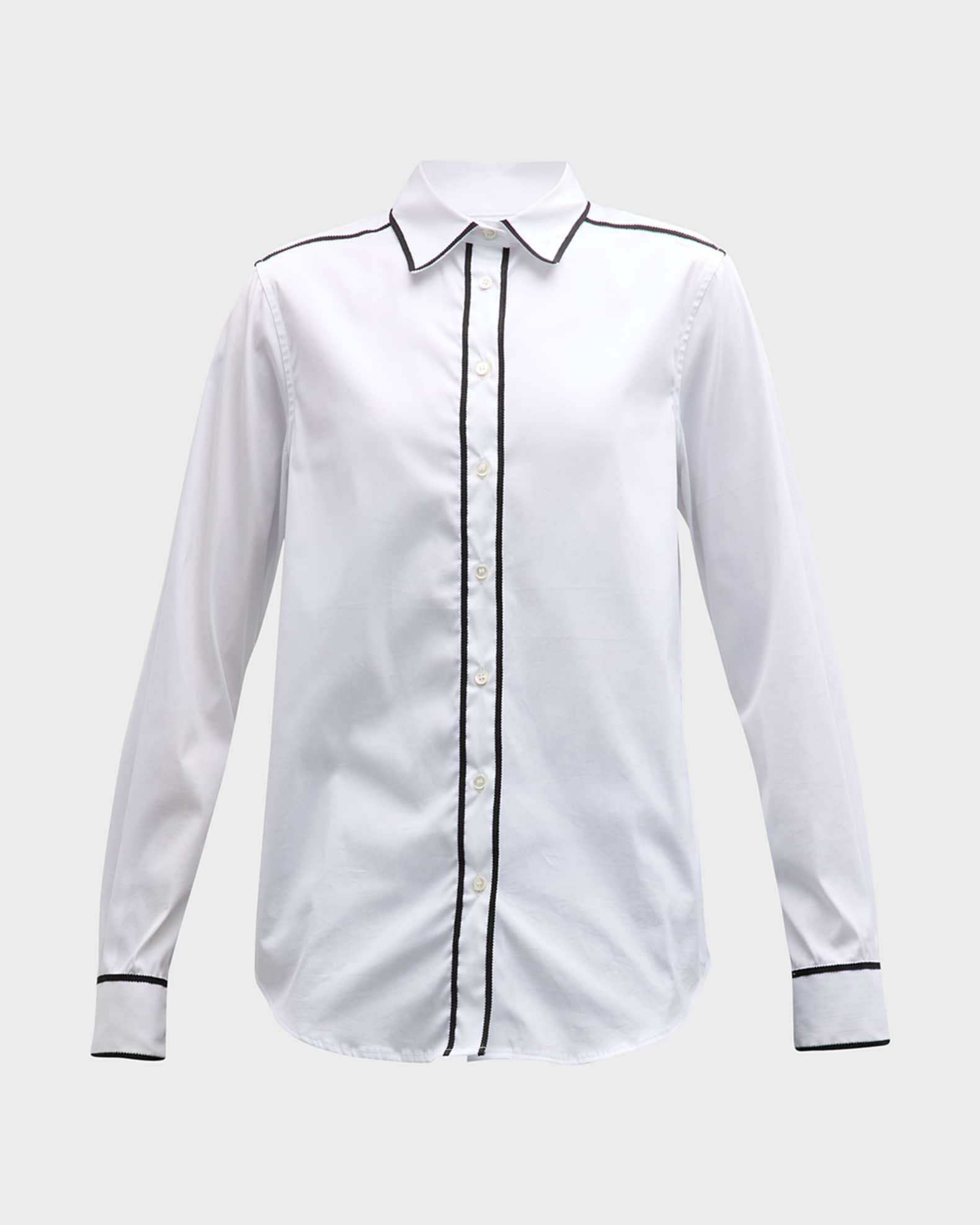 Sara Roka White Cotton Pattern Shirt