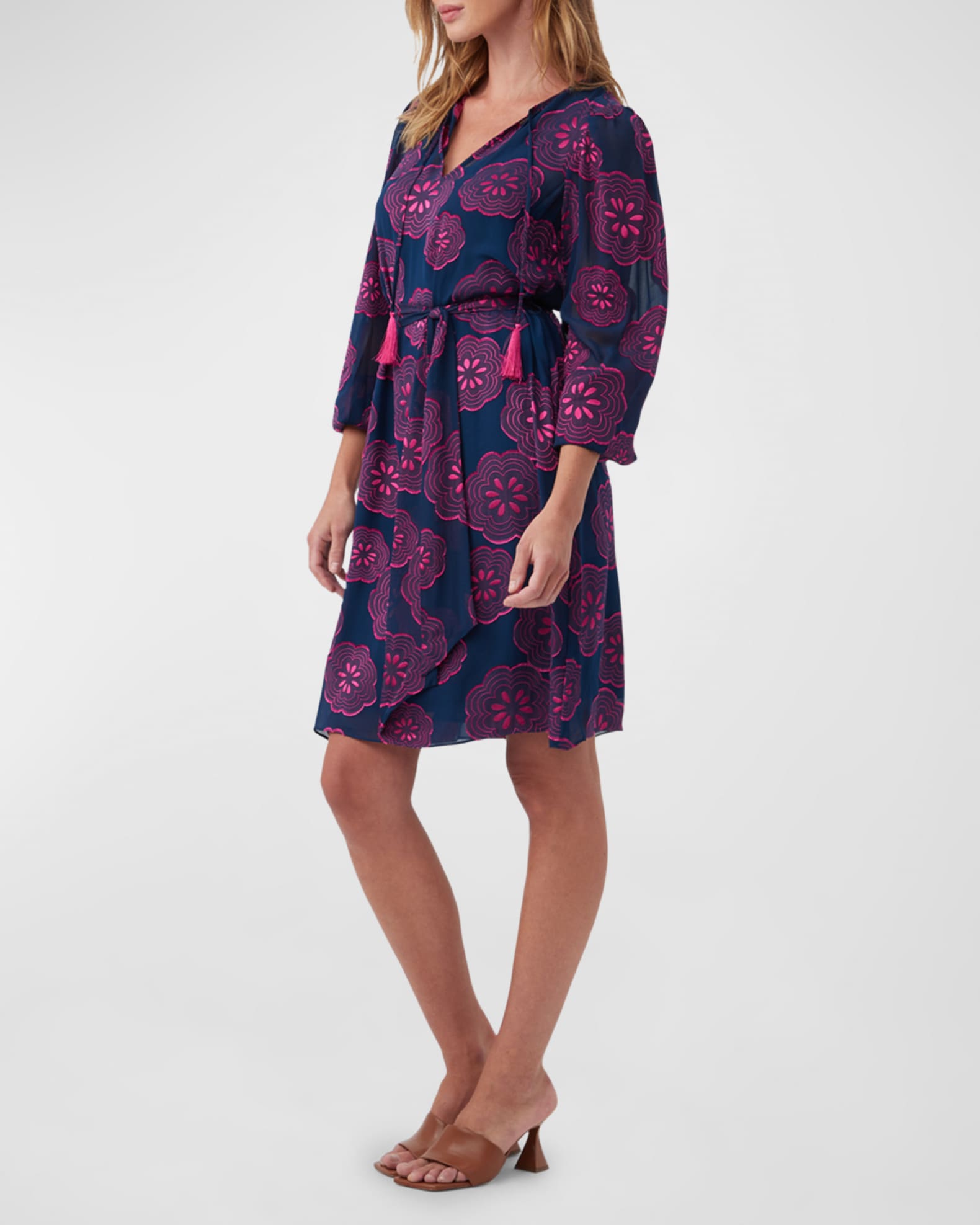 Trina Turk Tribeca Floral Jacquard Tassel Midi Dress Neiman Marcus