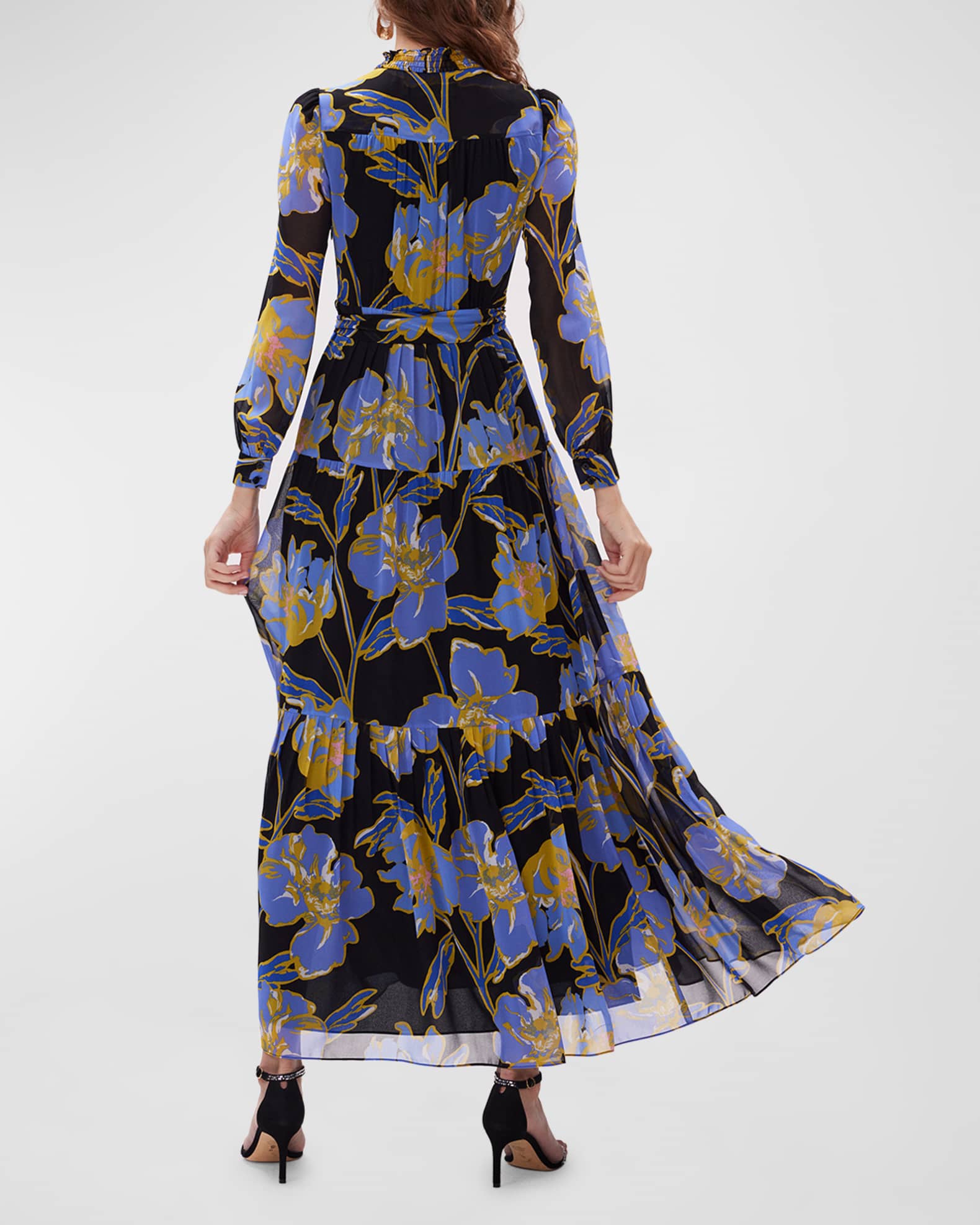 Diane von Furstenberg Olenna Tiered Floral-Print Ruffle Maxi Dress ...