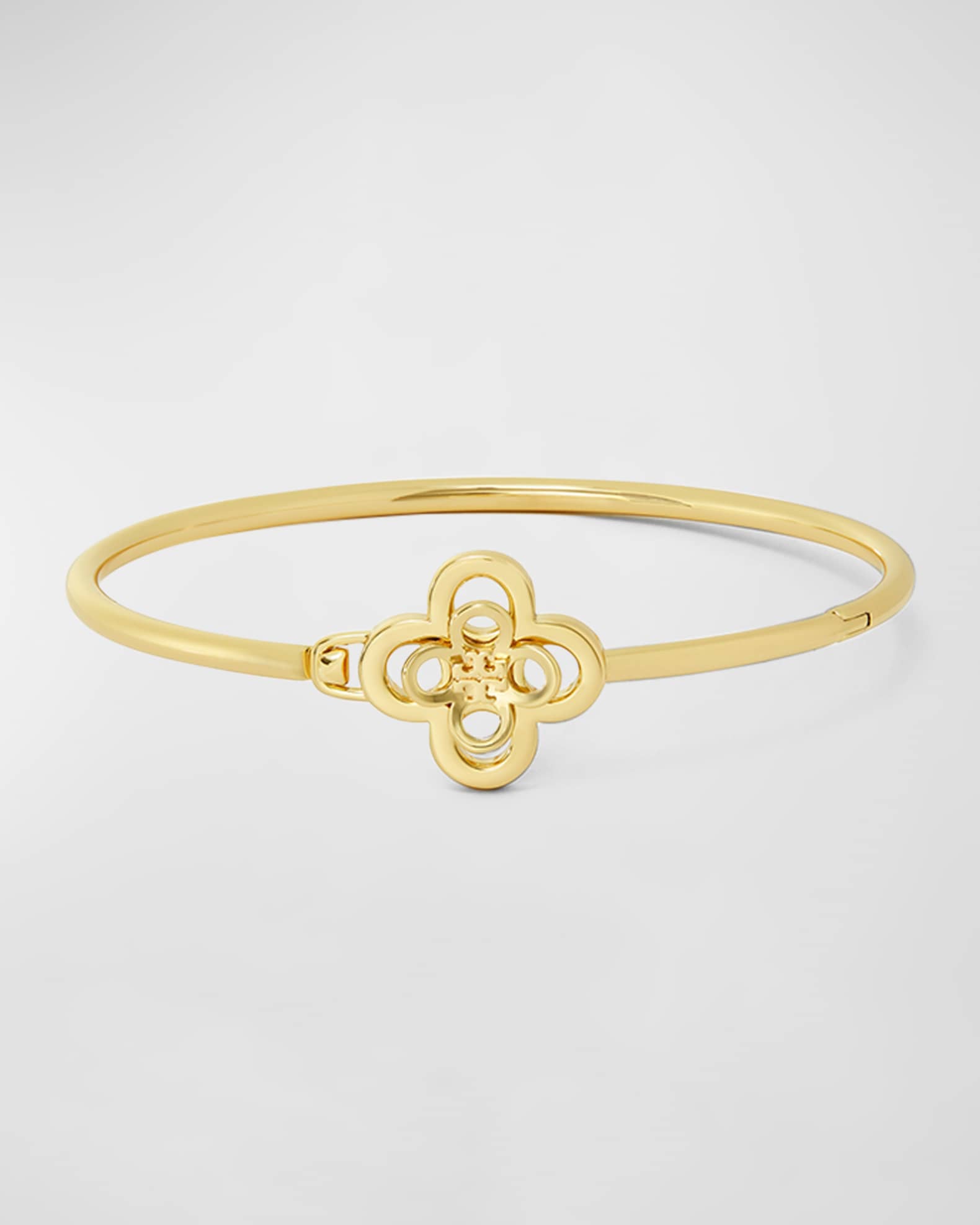 Beautiful Diamond Clover Hinge Bangle Bracelet