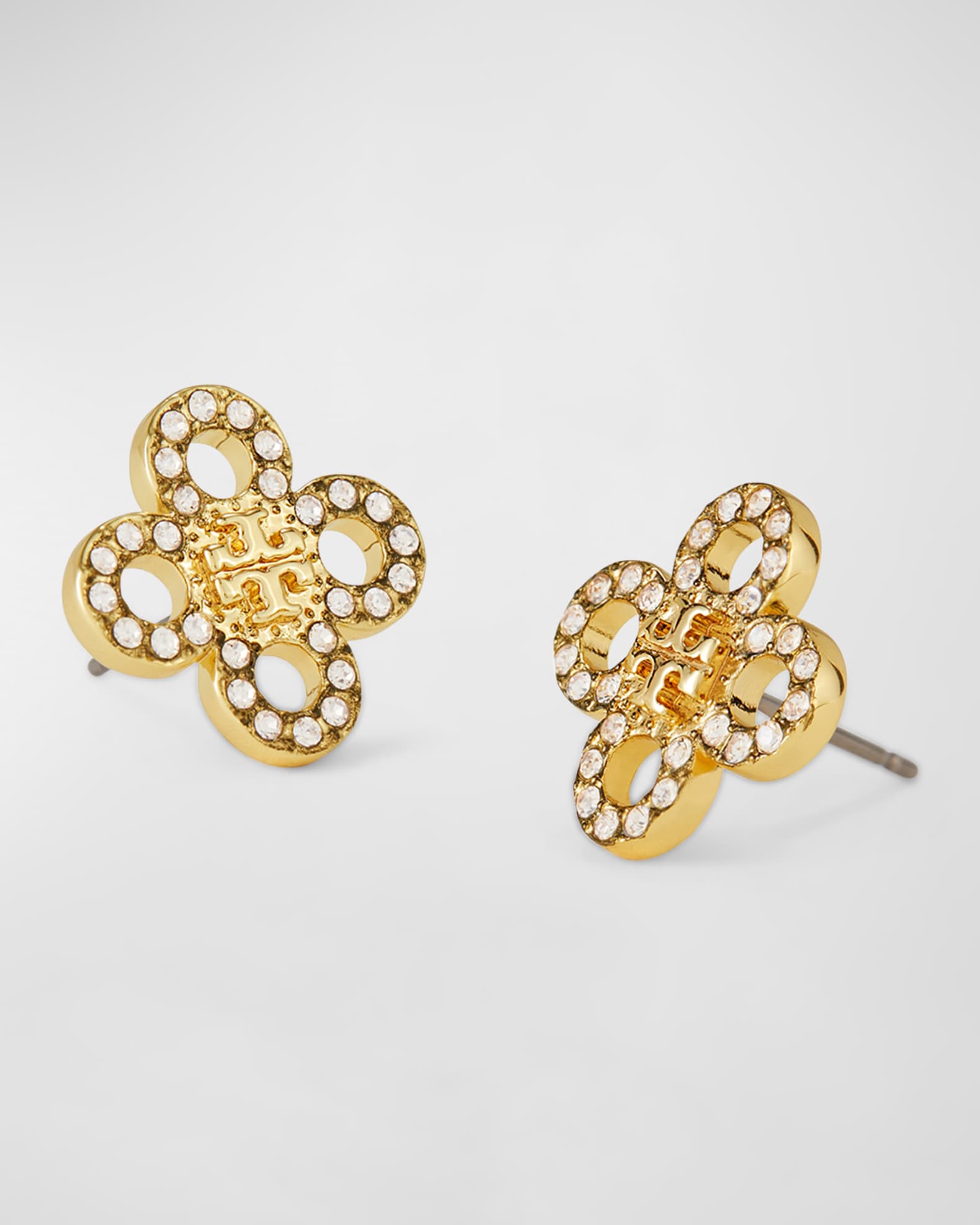 Small Kira Clover Pave Stud Earrings