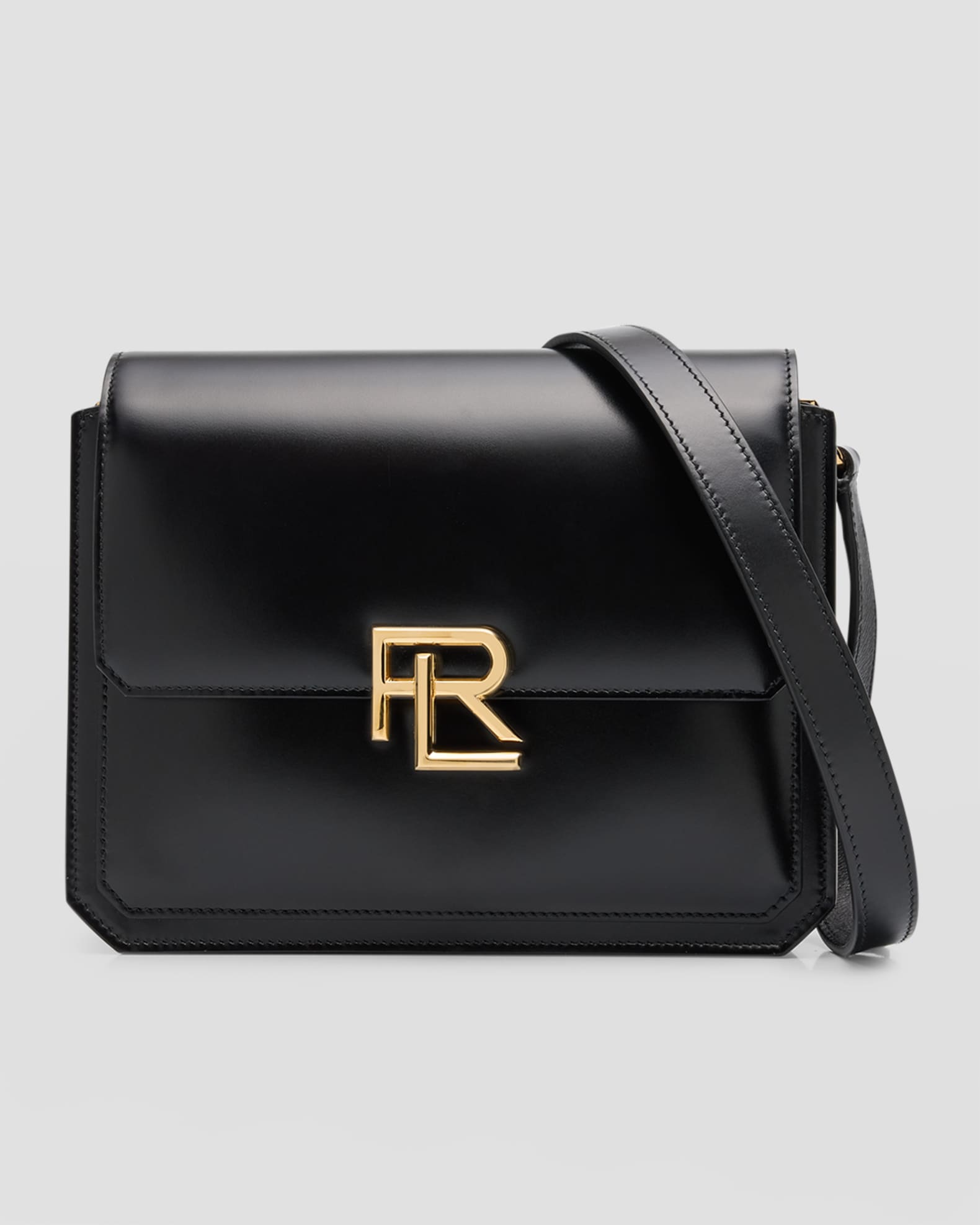 Ralph Lauren Leather Crossbody Phone Bag in Black