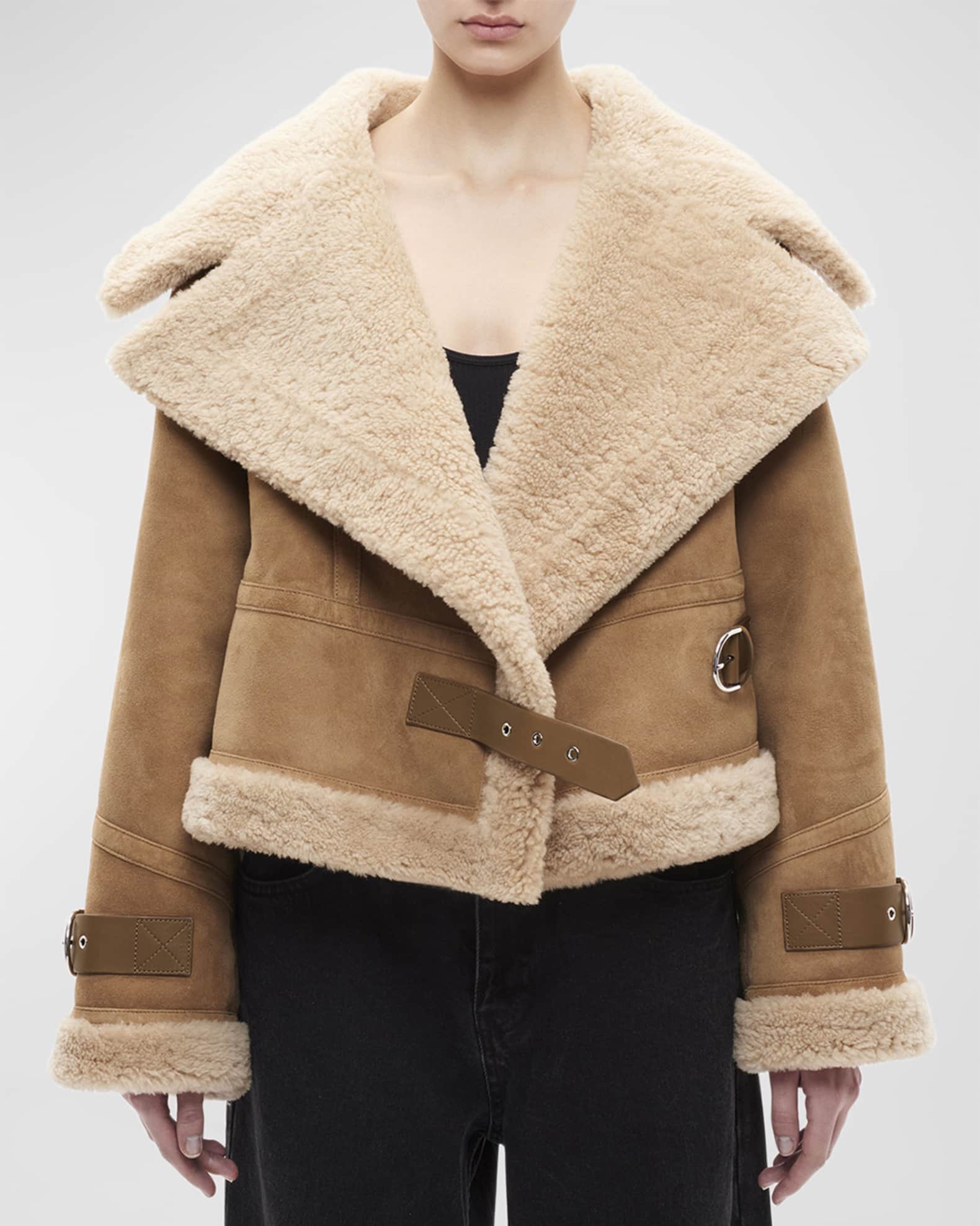 Shearling top hotsell coat