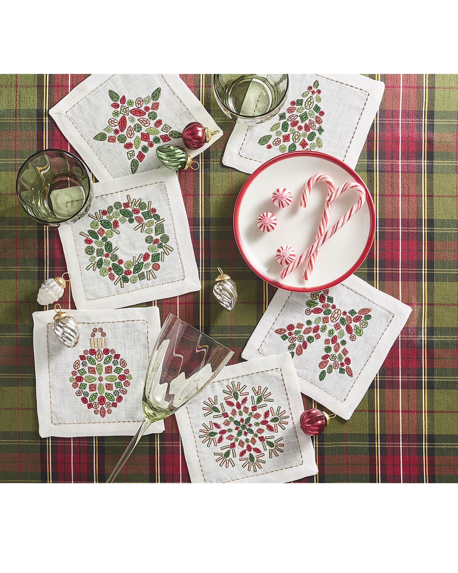 Kim Seybert Holiday Nostalgia Cocktail Napkins, Set of 6 Neiman Marcus