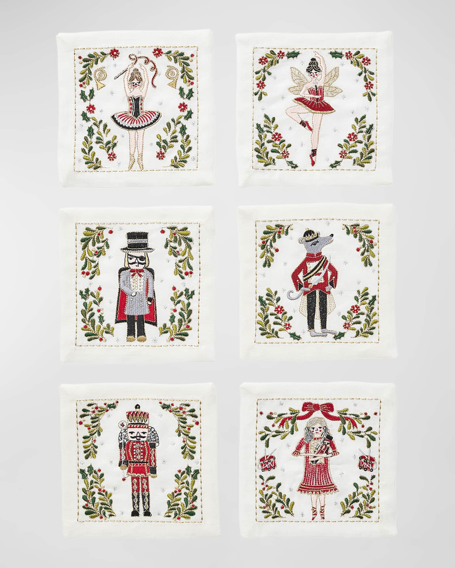 Kim Seybert Nutcrackers Cocktail Napkins, Set of 6 Neiman Marcus