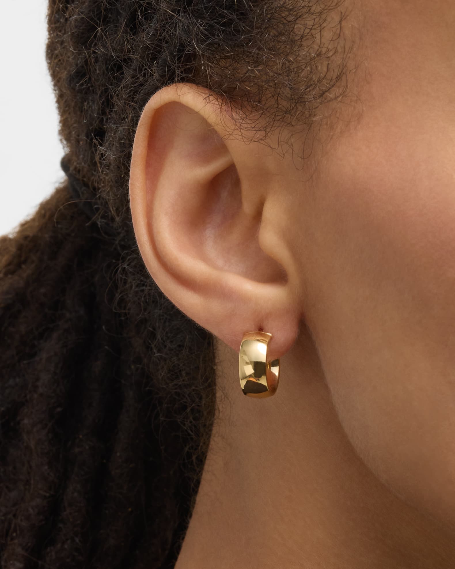 14k Gold Hollow Huggie Earrings 1