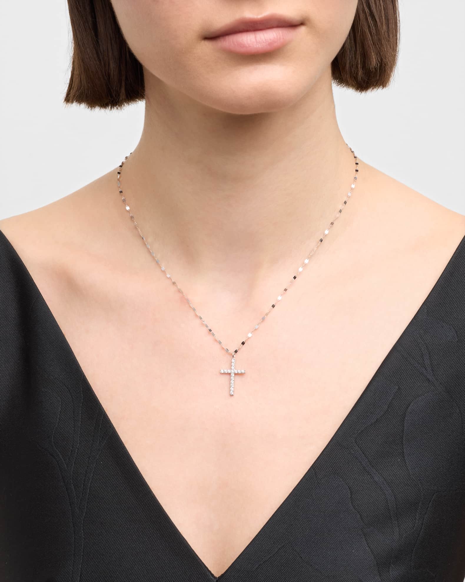 14K Yellow Gold Flawless Everyday Diamond Cross Necklace  1