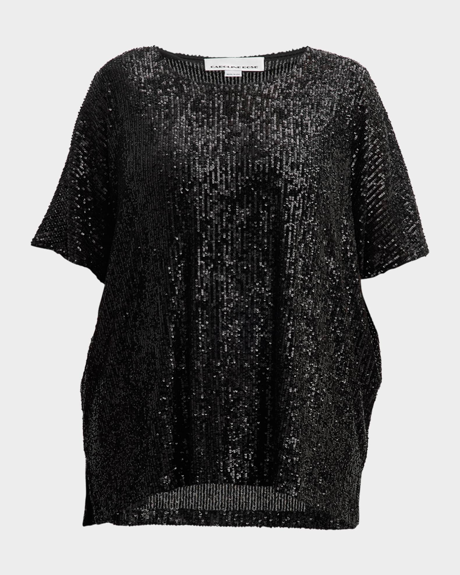 Plus Size Short-Sleeve Sequin Caftan Top 0