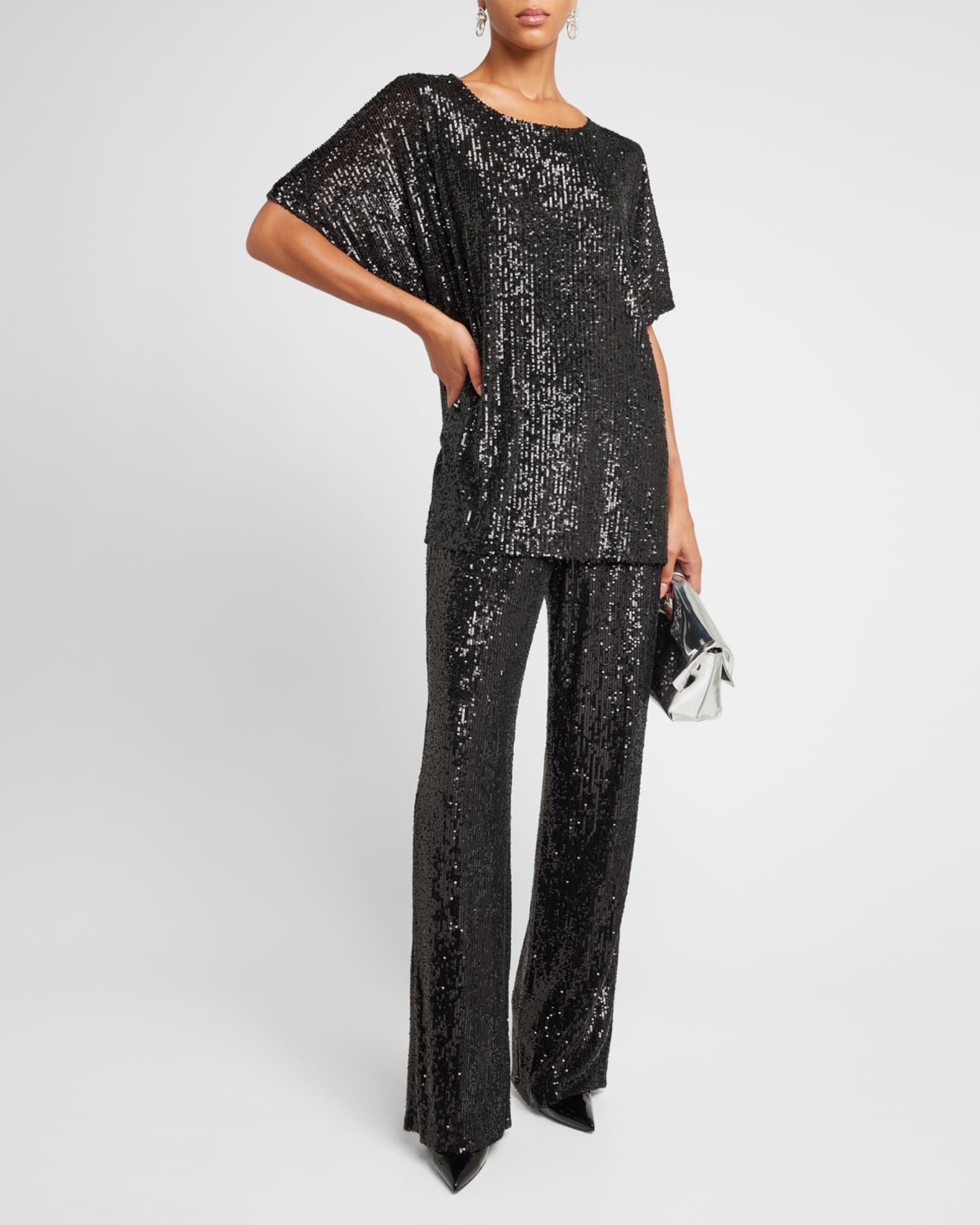 Dolman-Sleeve Sequin Caftan Top 1