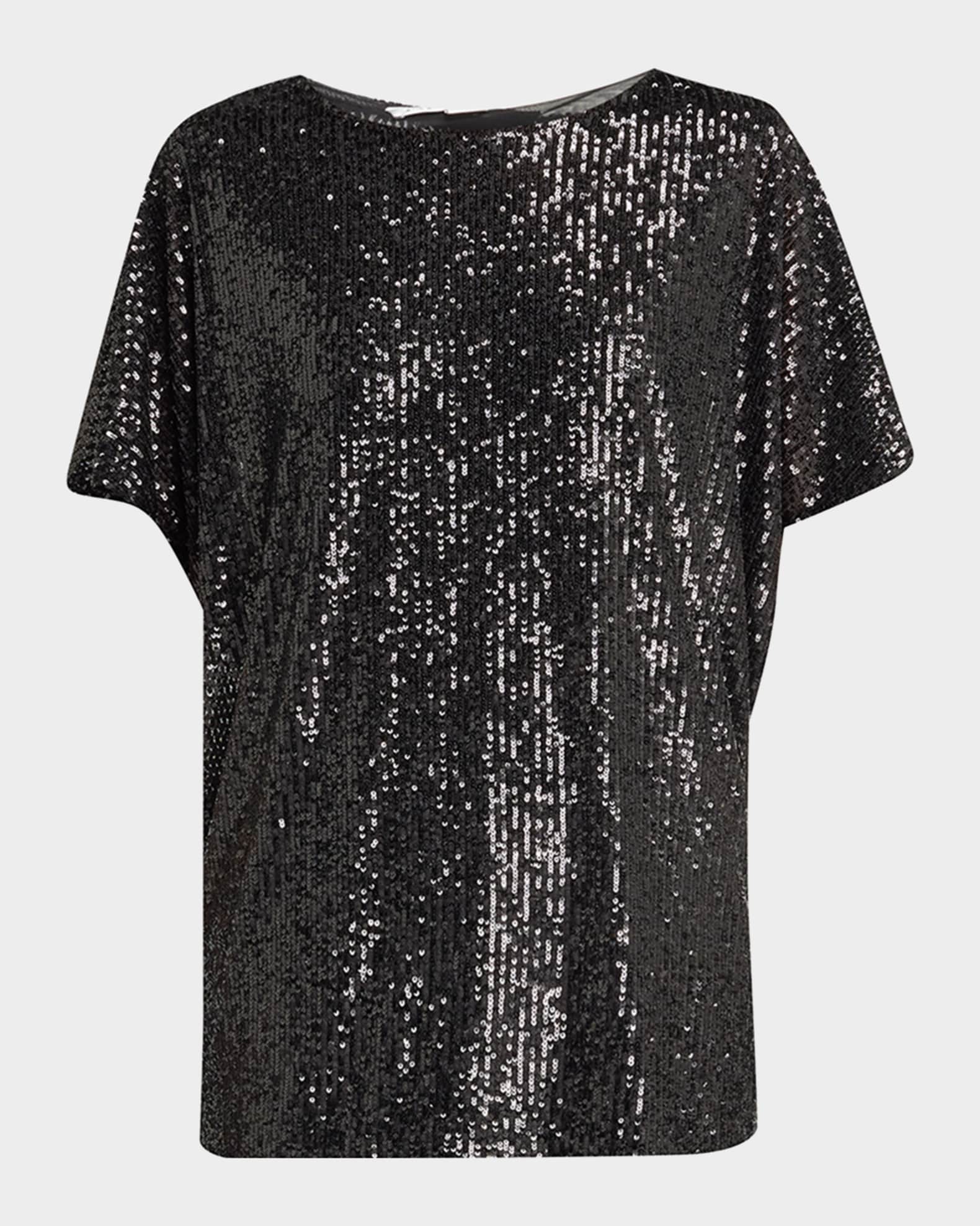Dolman-Sleeve Sequin Caftan Top 0