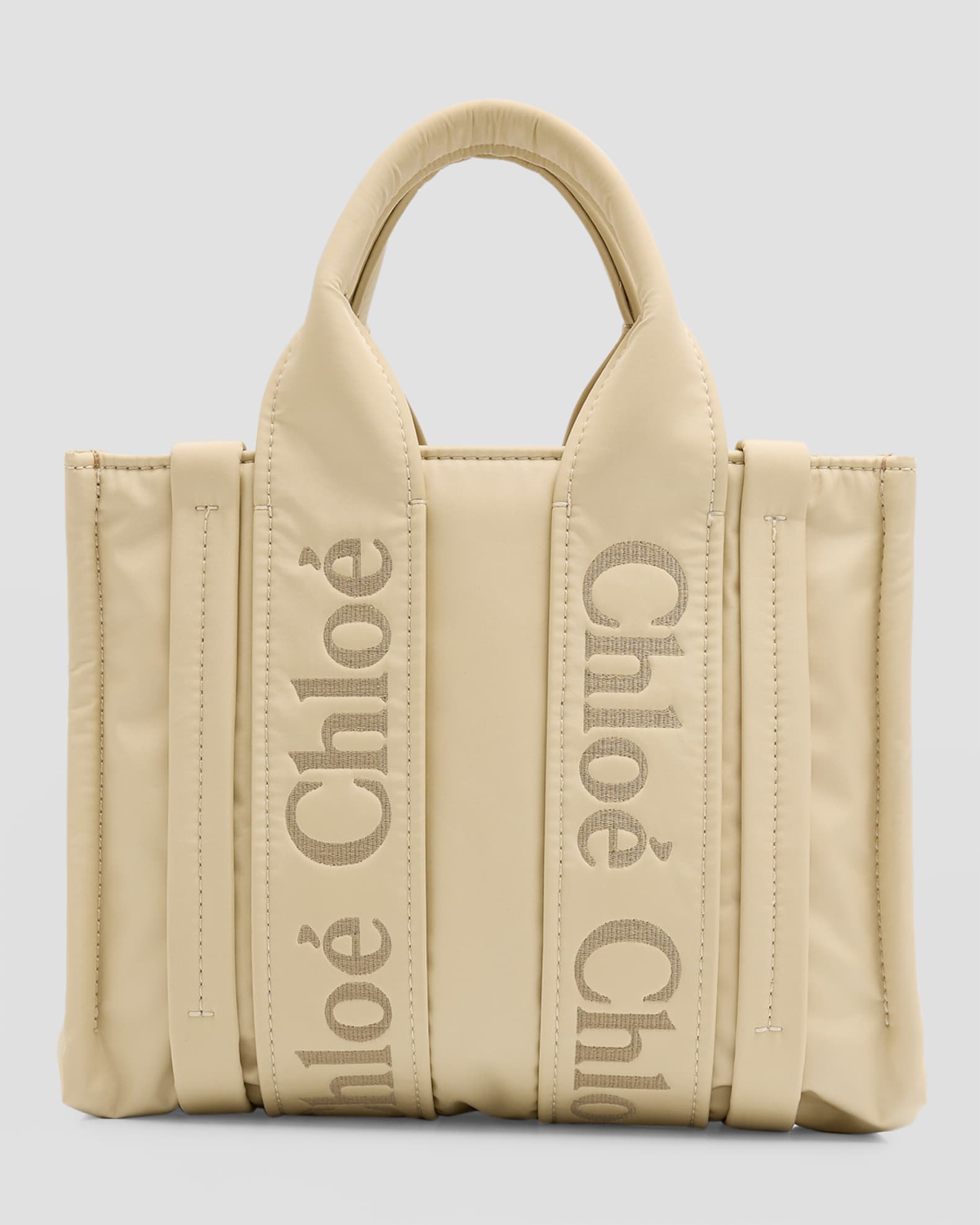 Chloé, Woody medium ivory nylon tote bag