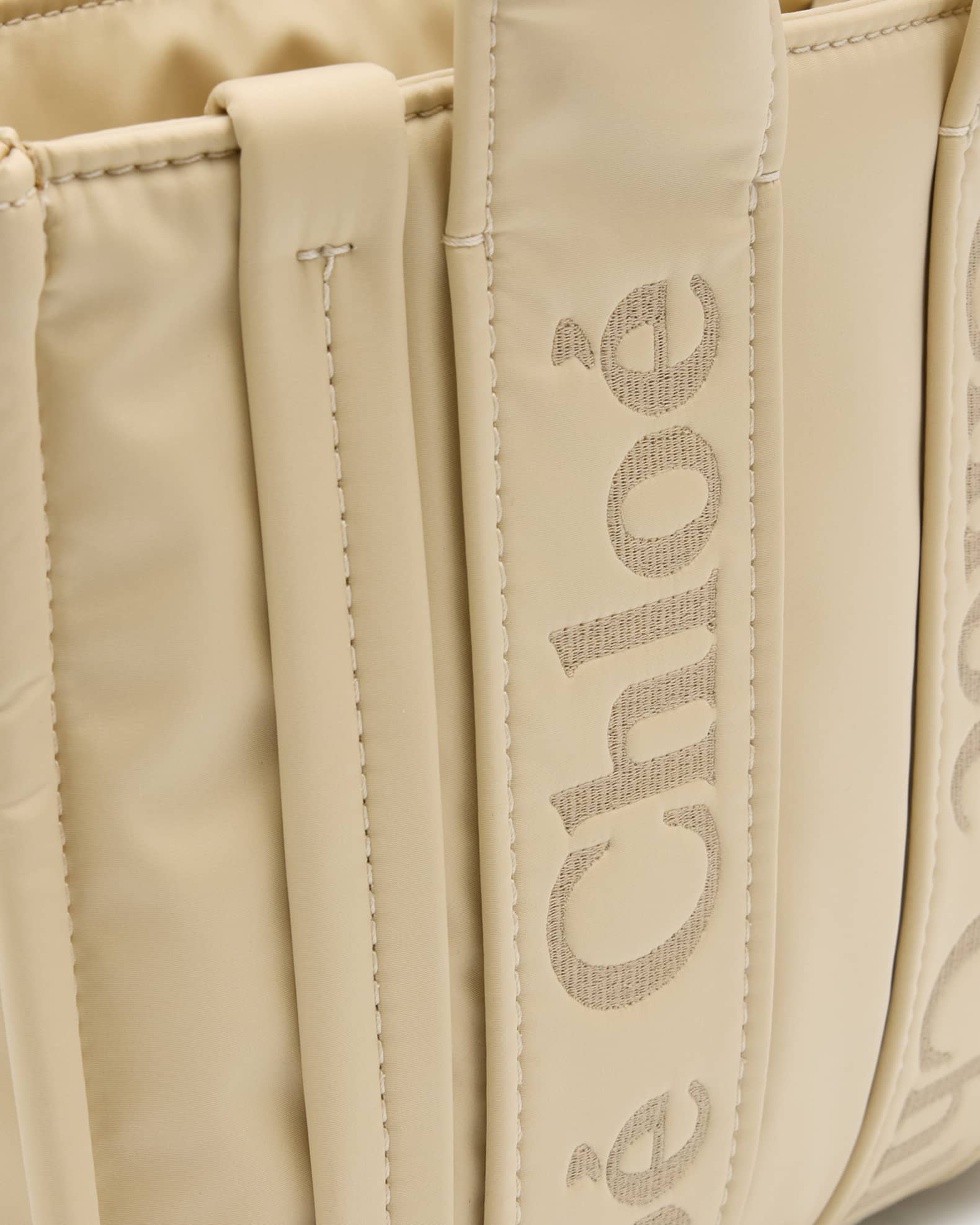 Chloé, Woody medium ivory nylon tote bag