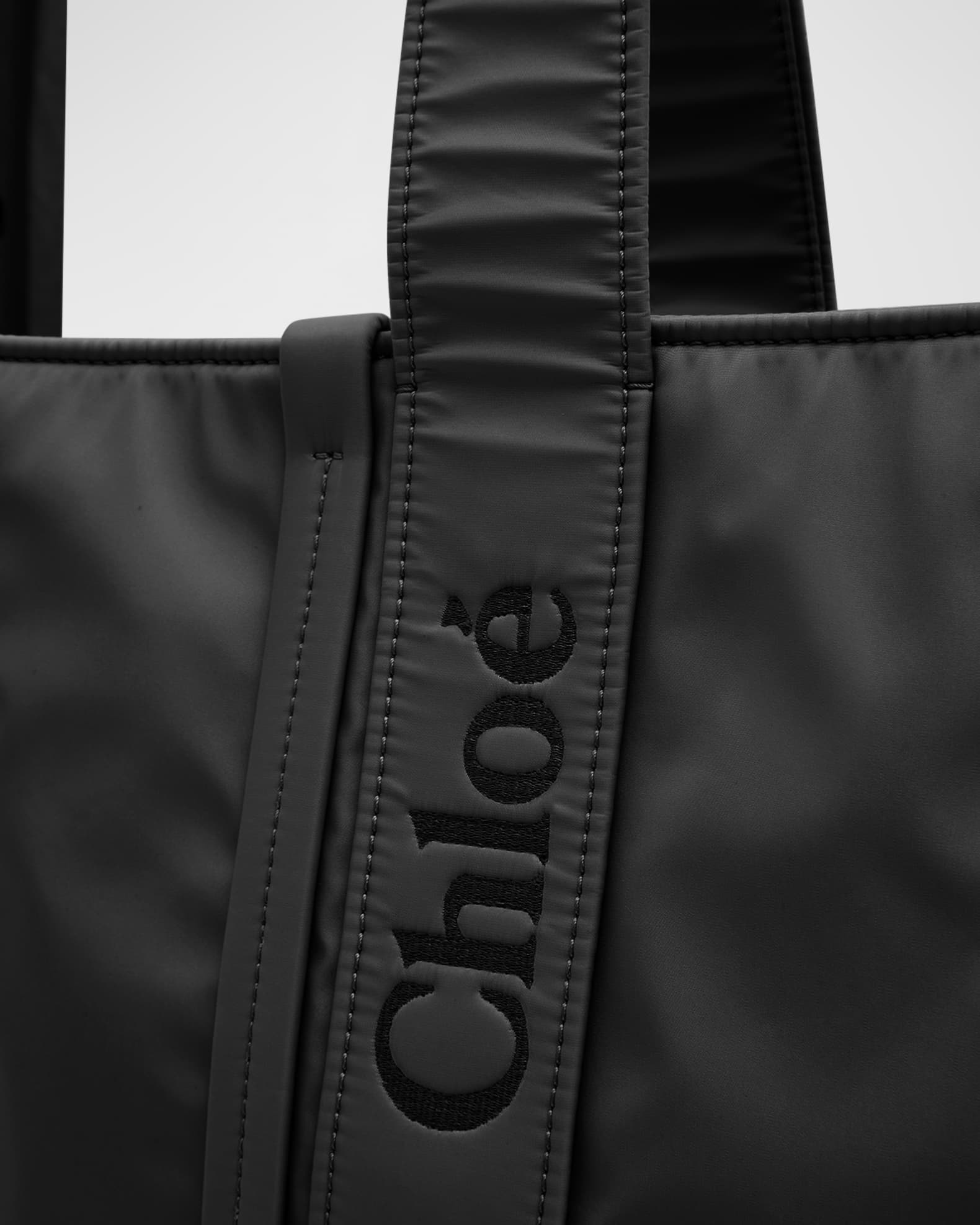 Chloe Woody Large Nylon Shopper Tote Bag | Neiman Marcus