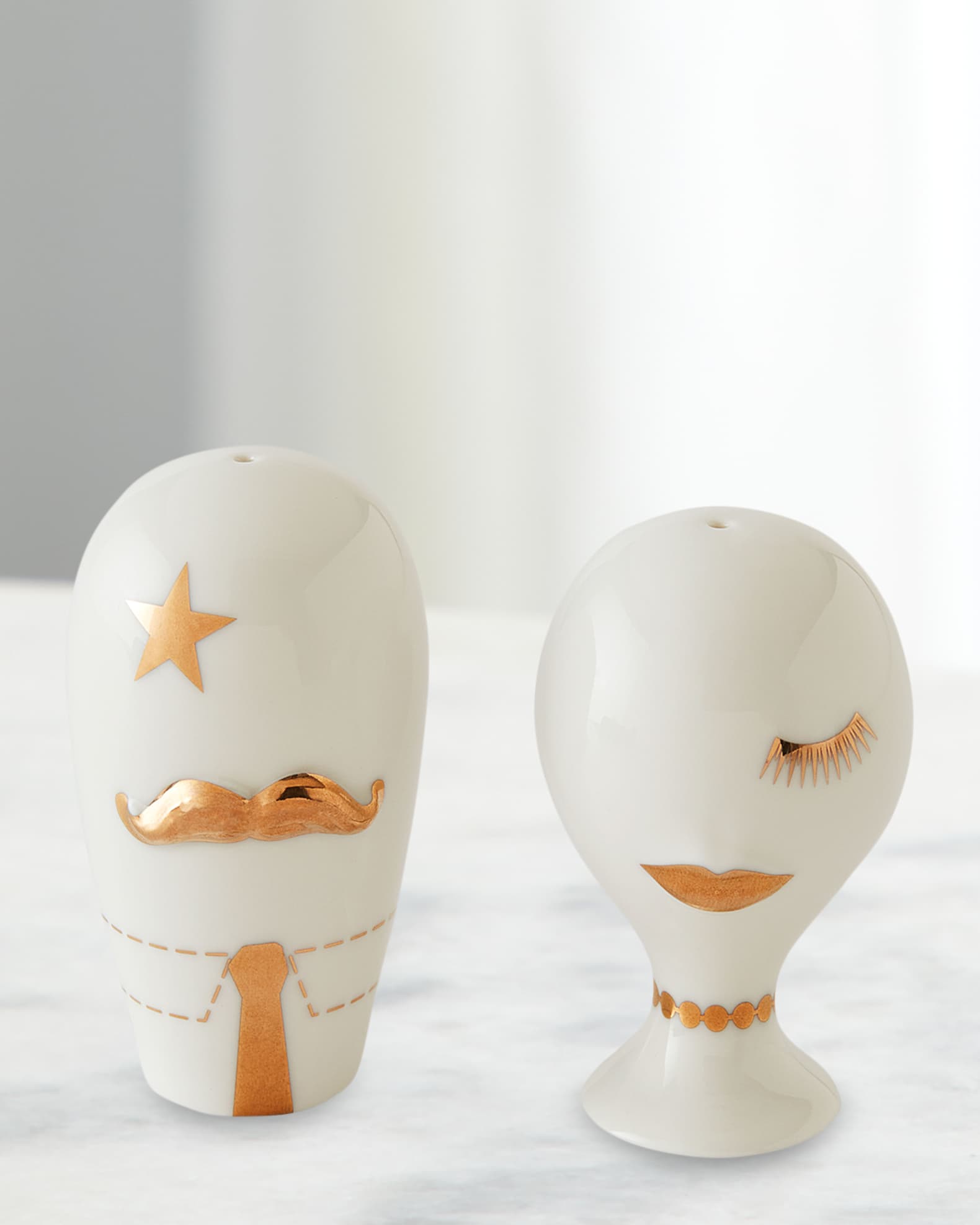Gilded Mr. and Mrs. Muse Salt and Pepper Set 0