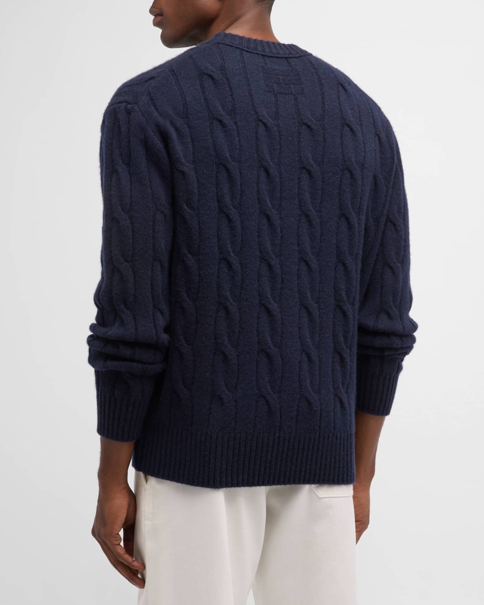 Men's Barbour Crest Pullover Cable Knit Sweater Size L V Neck Blue Red  Vintage