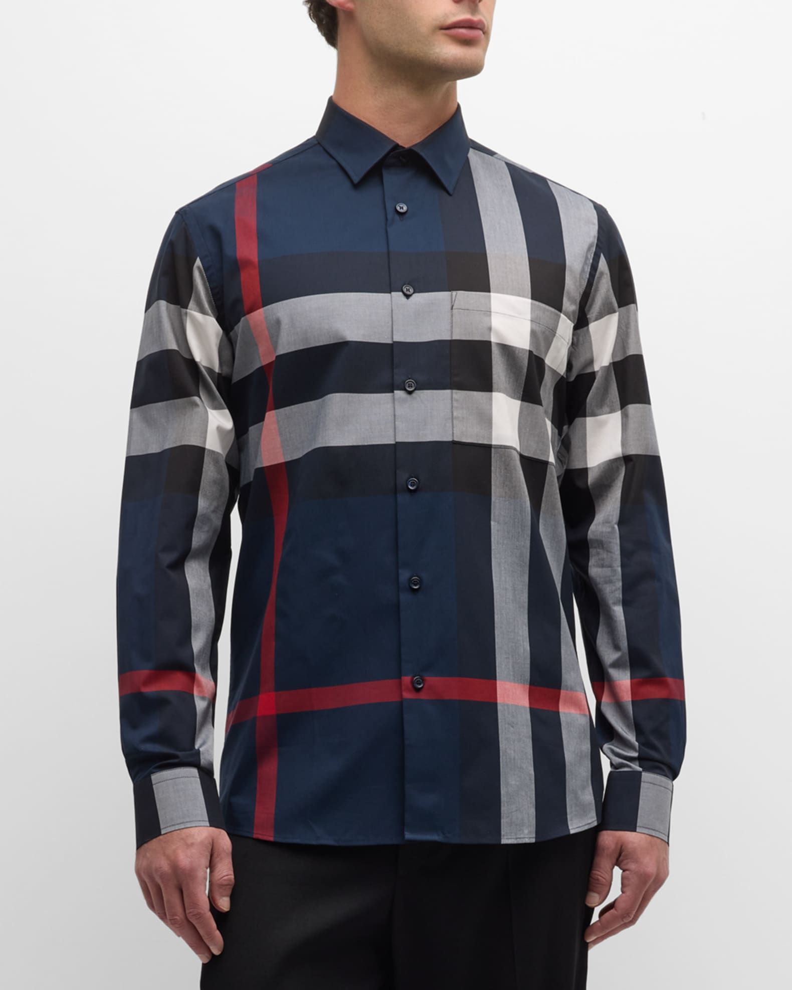 Blue burberry button up shop
