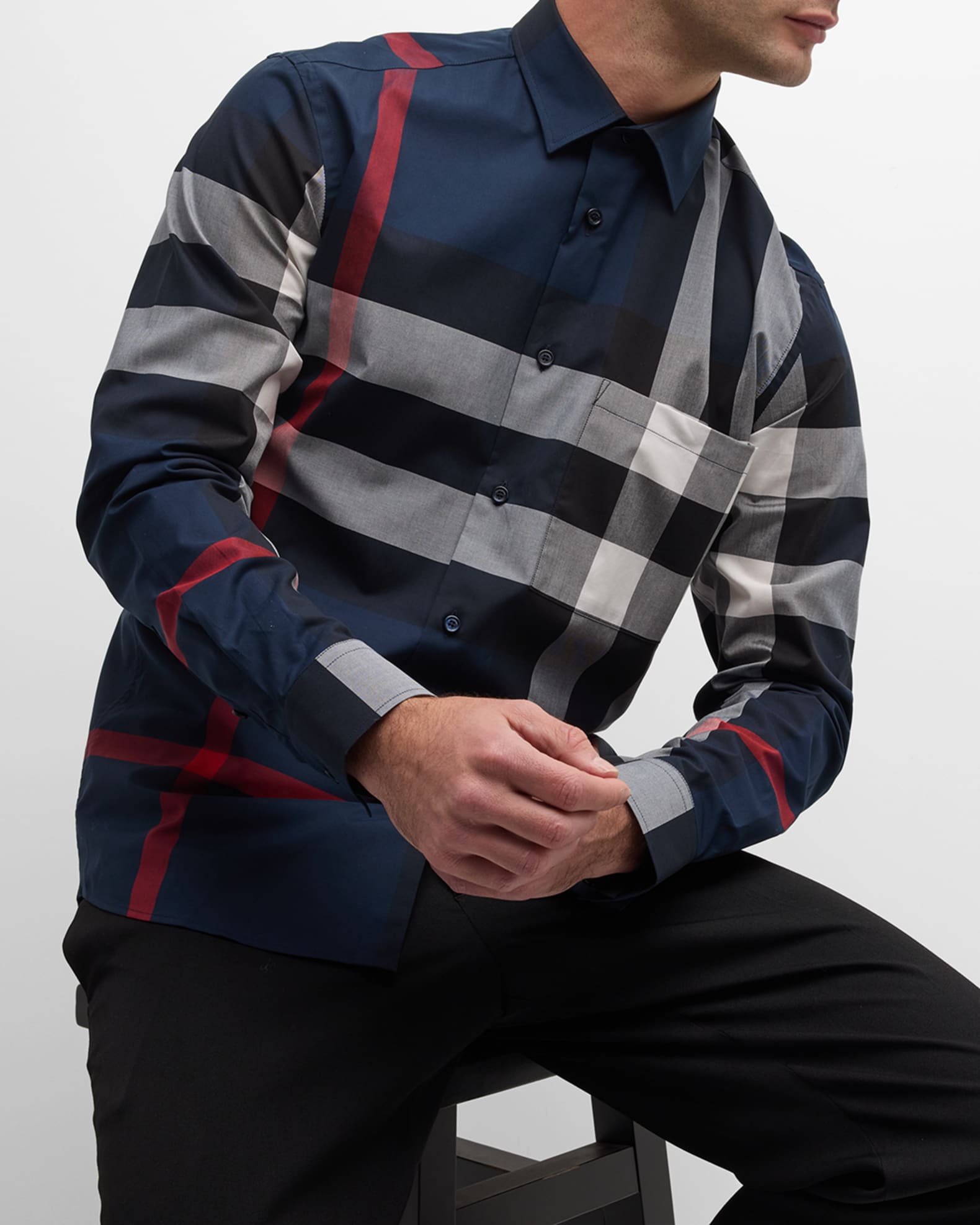 Red burberry button down online