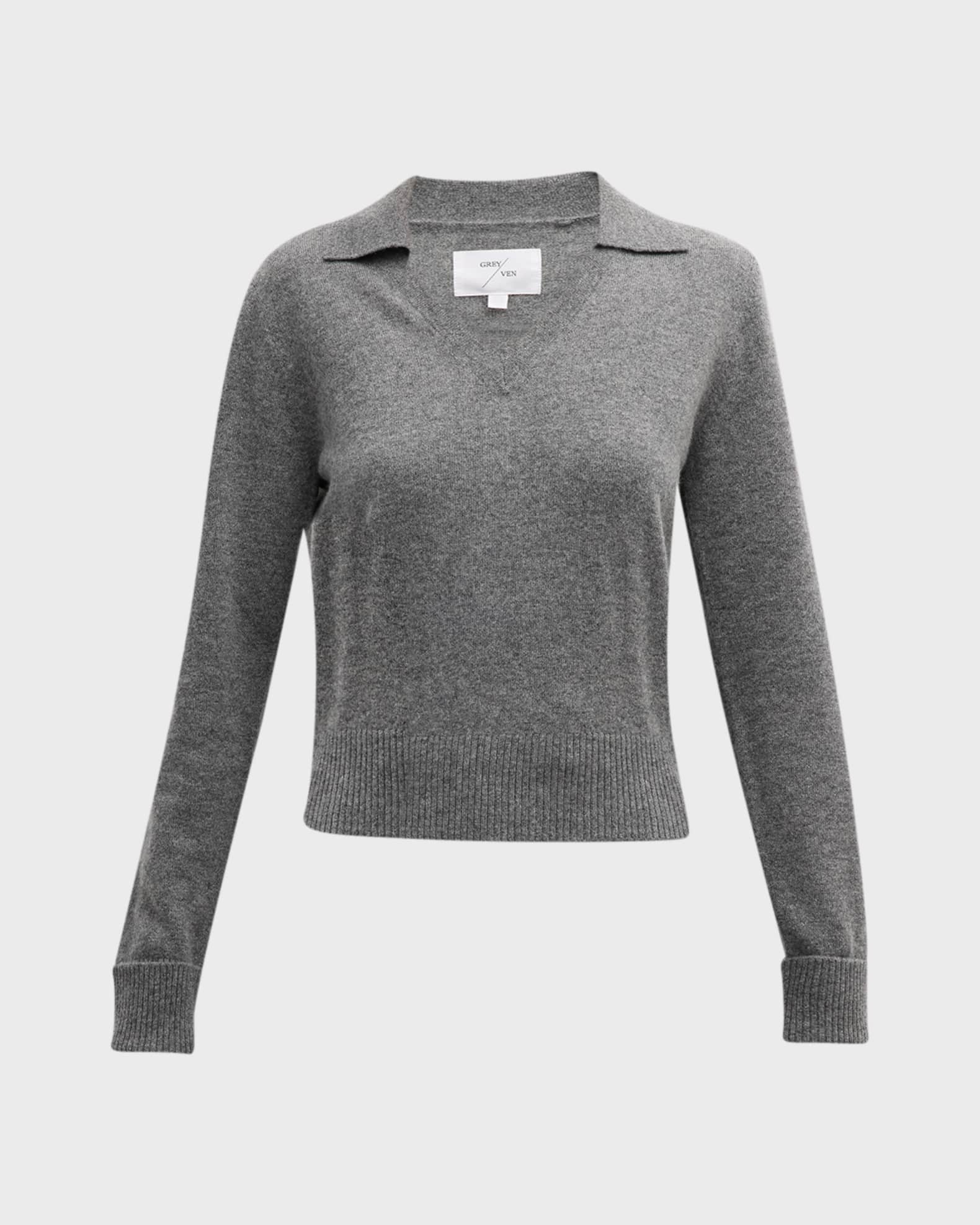 Grey/Ven Heywood V-Neck Wool-Cashmere Pullover | Neiman Marcus