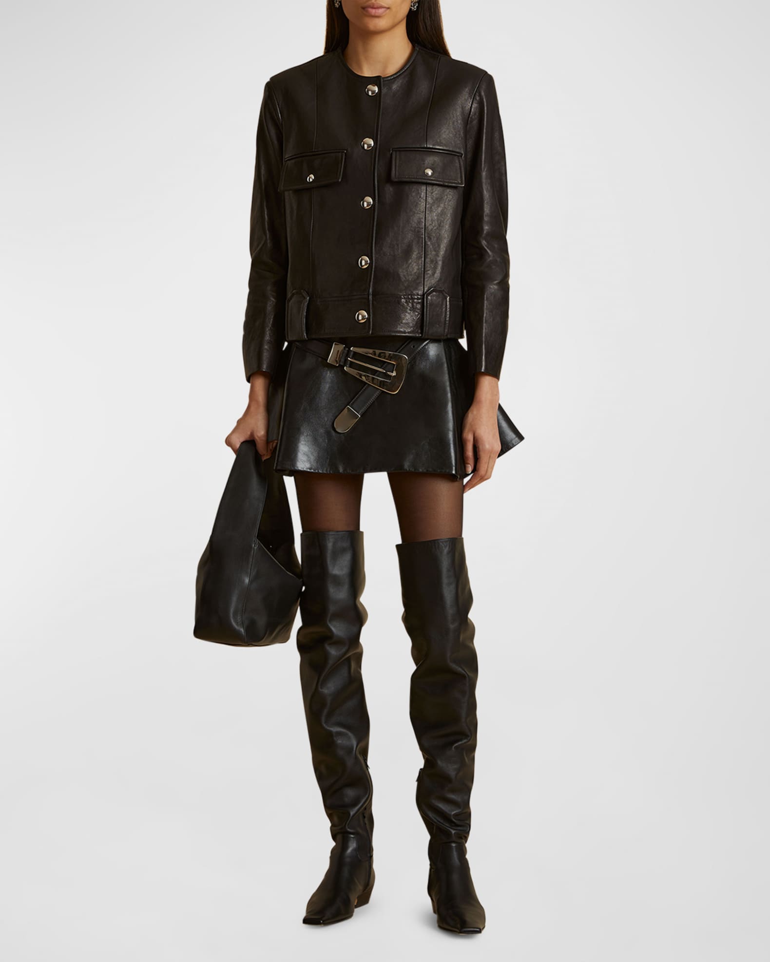 Khaite Laybin Leather Jacket | Neiman Marcus