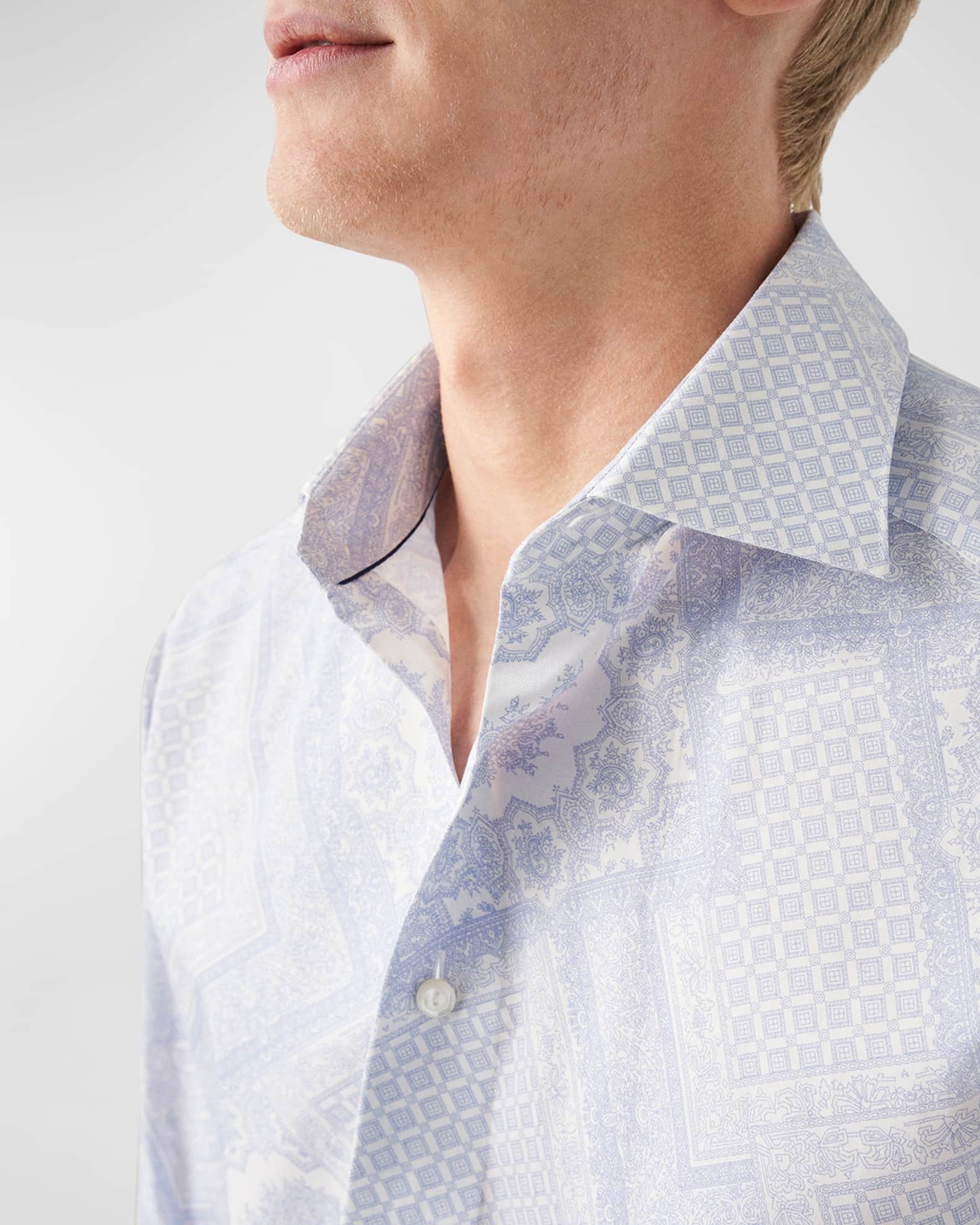 Eton Men's Slim Fit Geometric-Print Dress Shirt | Neiman Marcus