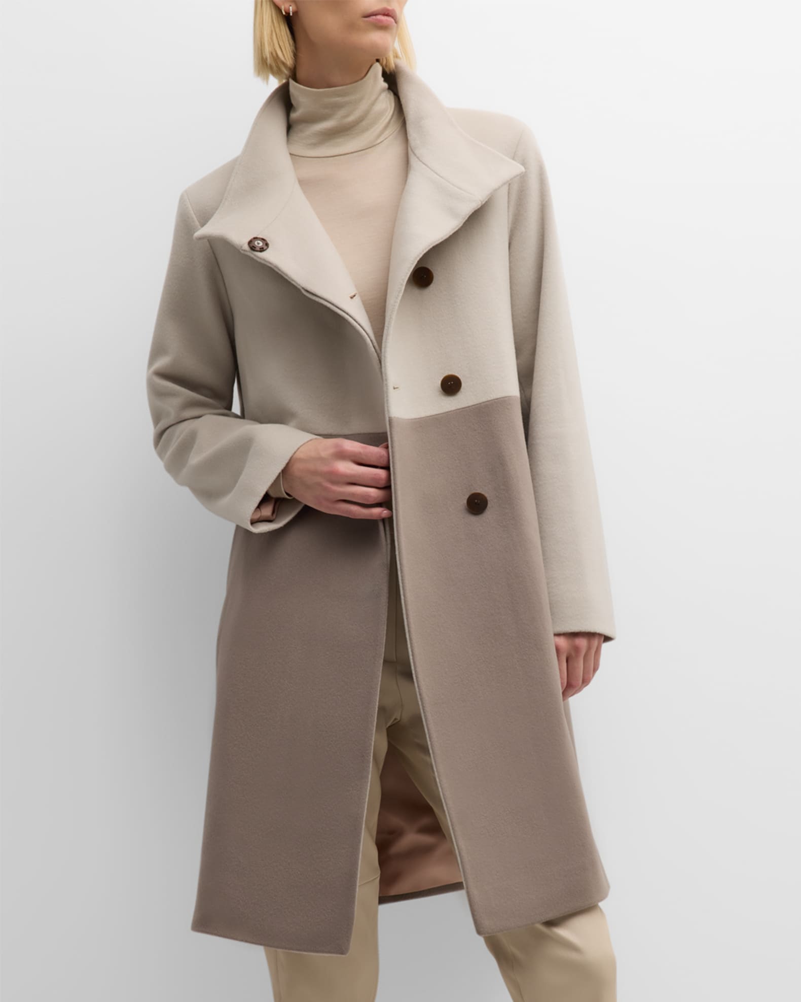 Fleurette Harper BiColor Wool Top Coat Neiman Marcus