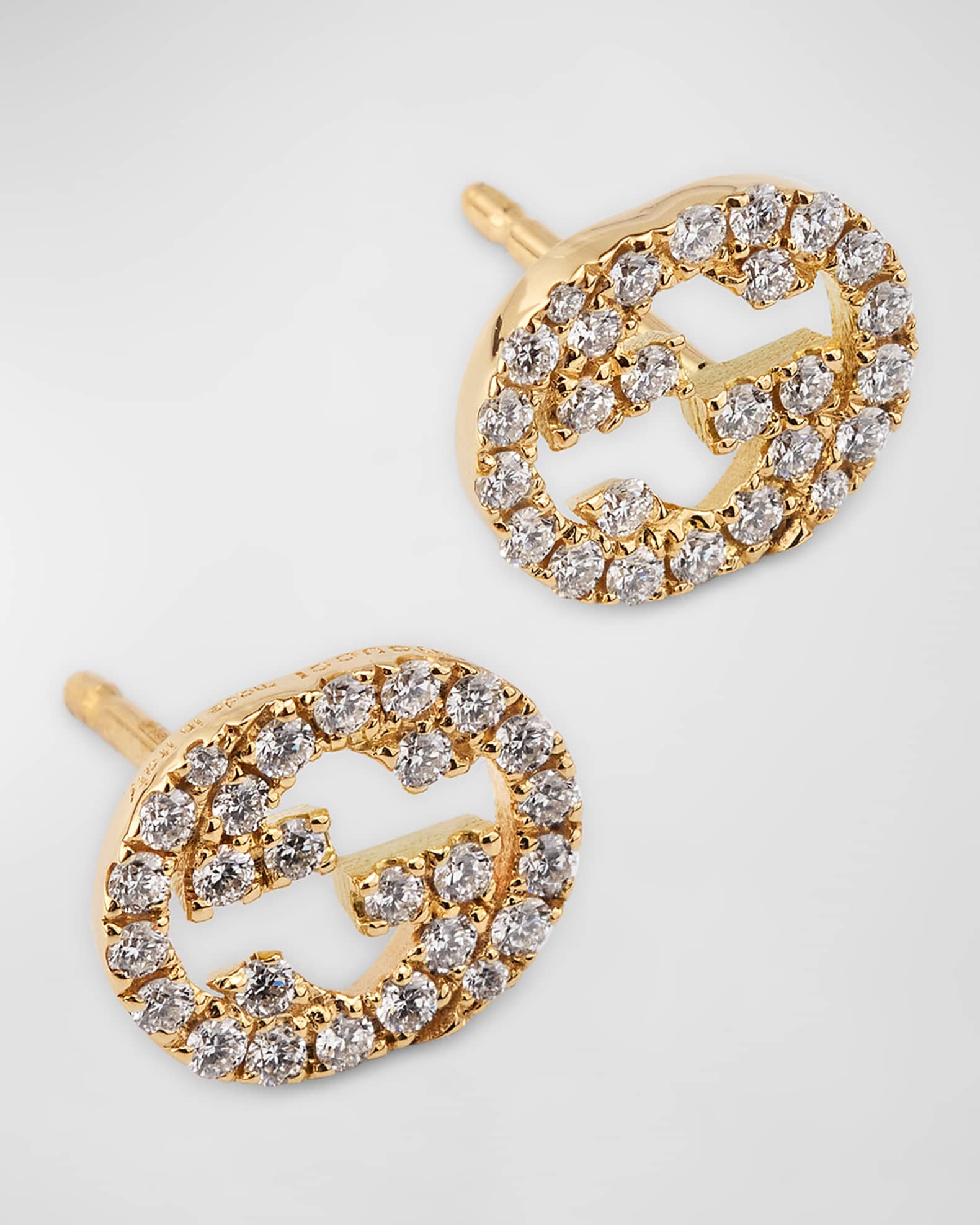 Gucci 18K Yellow Gold Interlocking G Diamond Stud Earrings Gold
