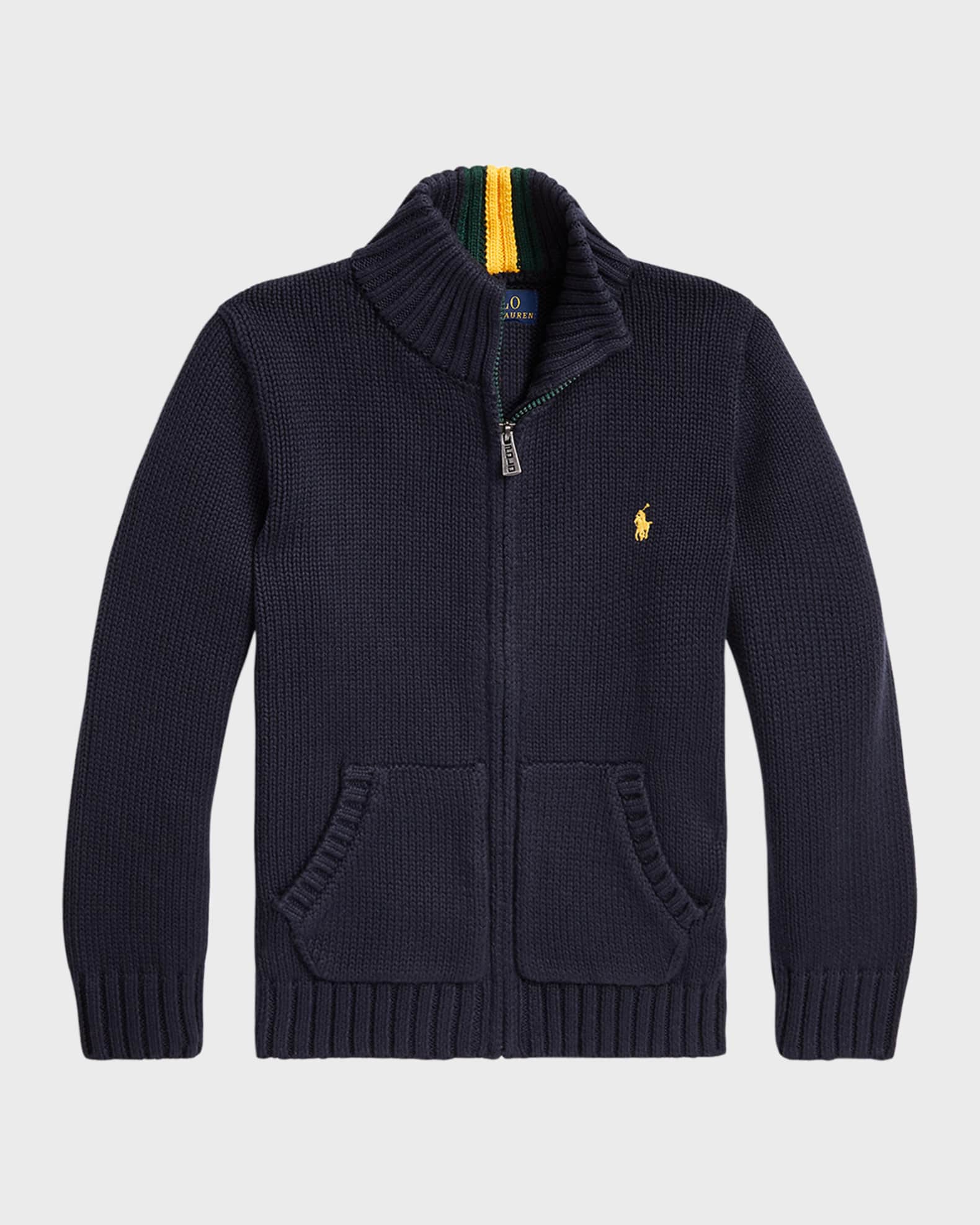 Ralph Lauren Childrenswear Boy's Chunky Knit Zip Up Sweater, Size