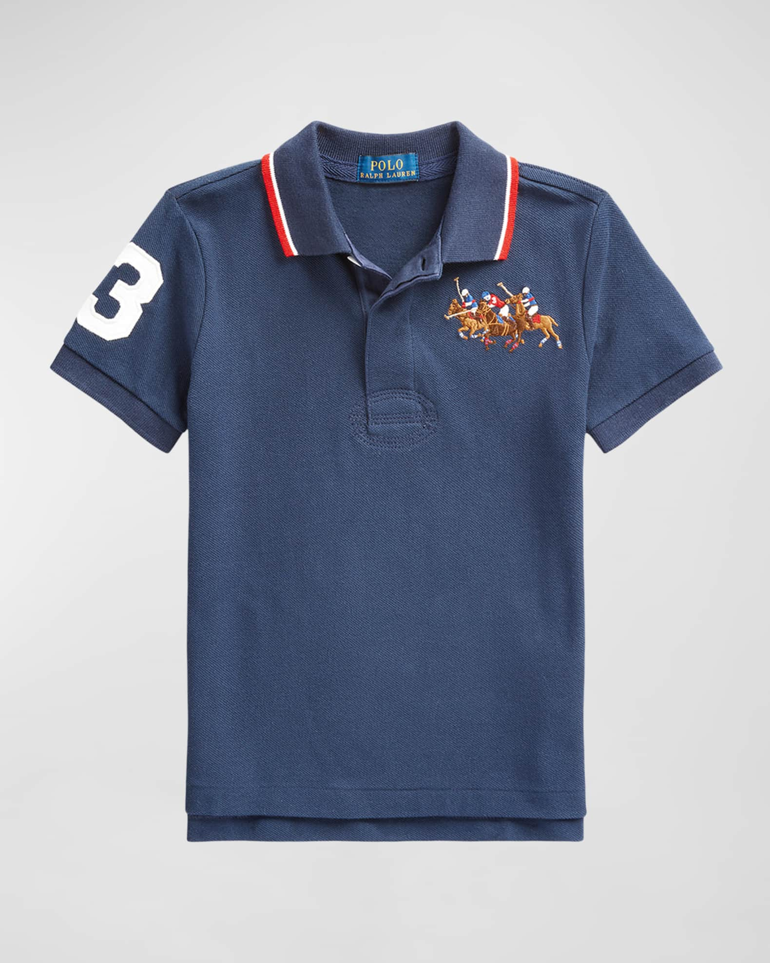 Ralph Lauren Childrenswear Boy's Triple Pony Cotton Mesh Knit Polo