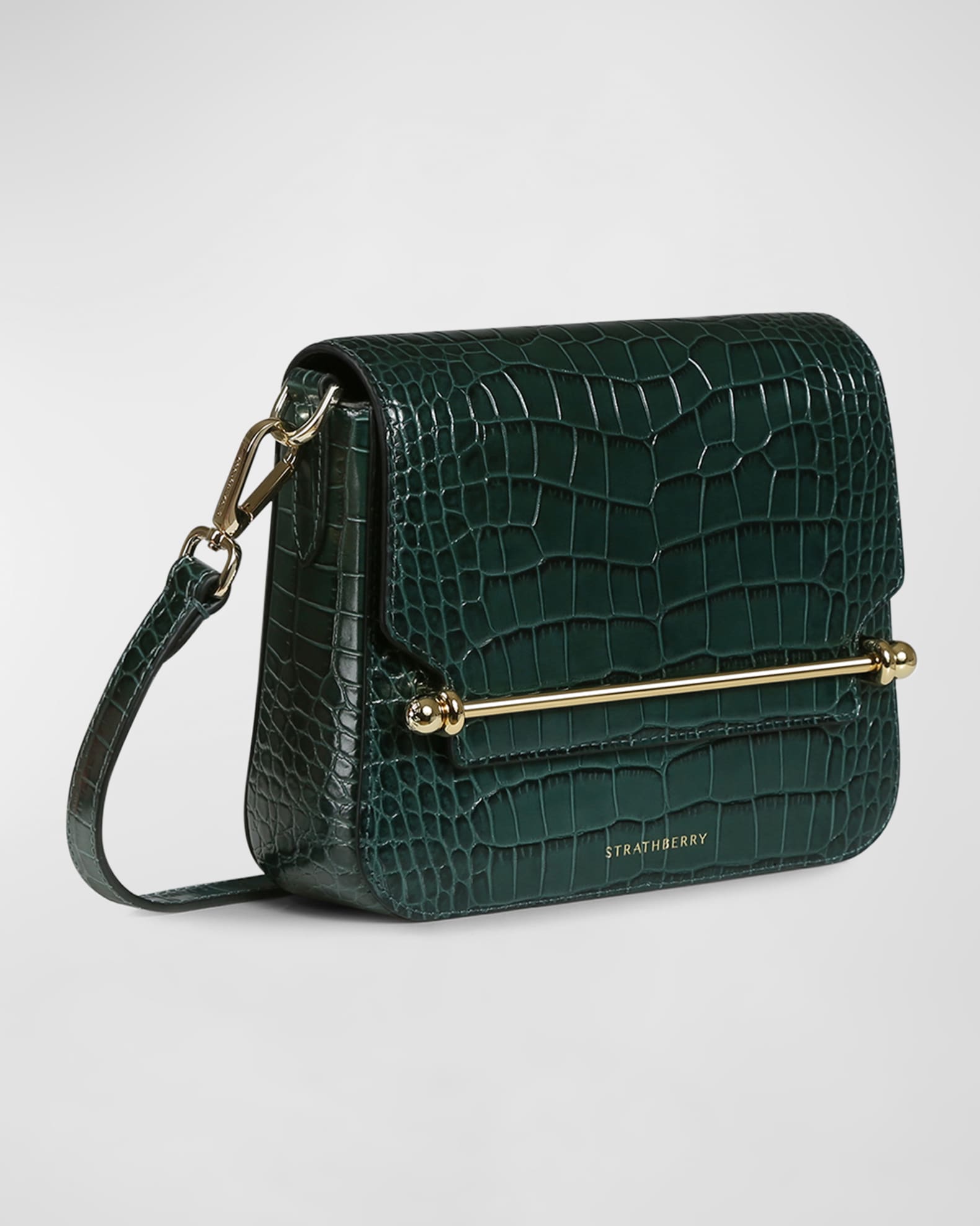 Strathberry, Bags, Strathberry Eastwest Mini In Bottle Green Croc