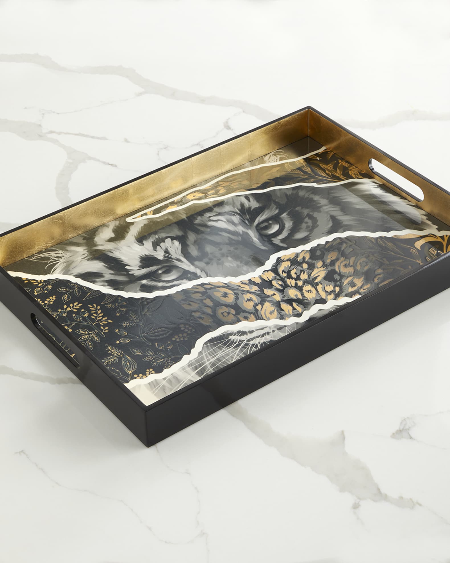 Lion Lacquer Rectangle Tray  1