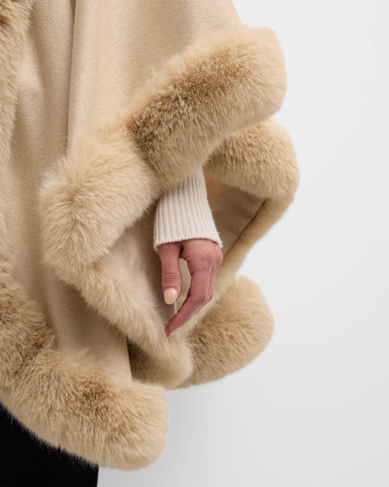 Fur trimmed cashmere best sale
