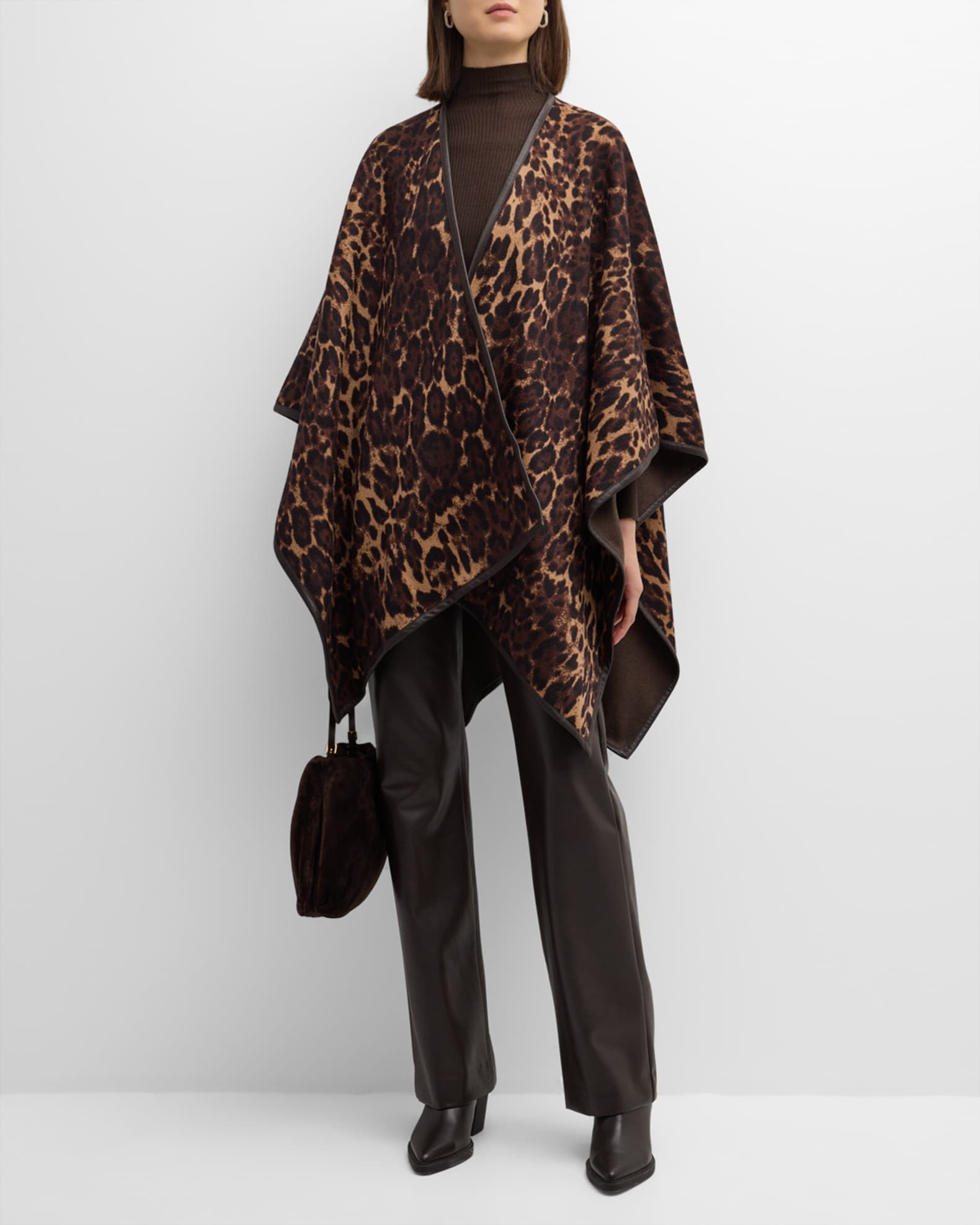 Reversible Jaguar Cashmere & Leather Cape  1